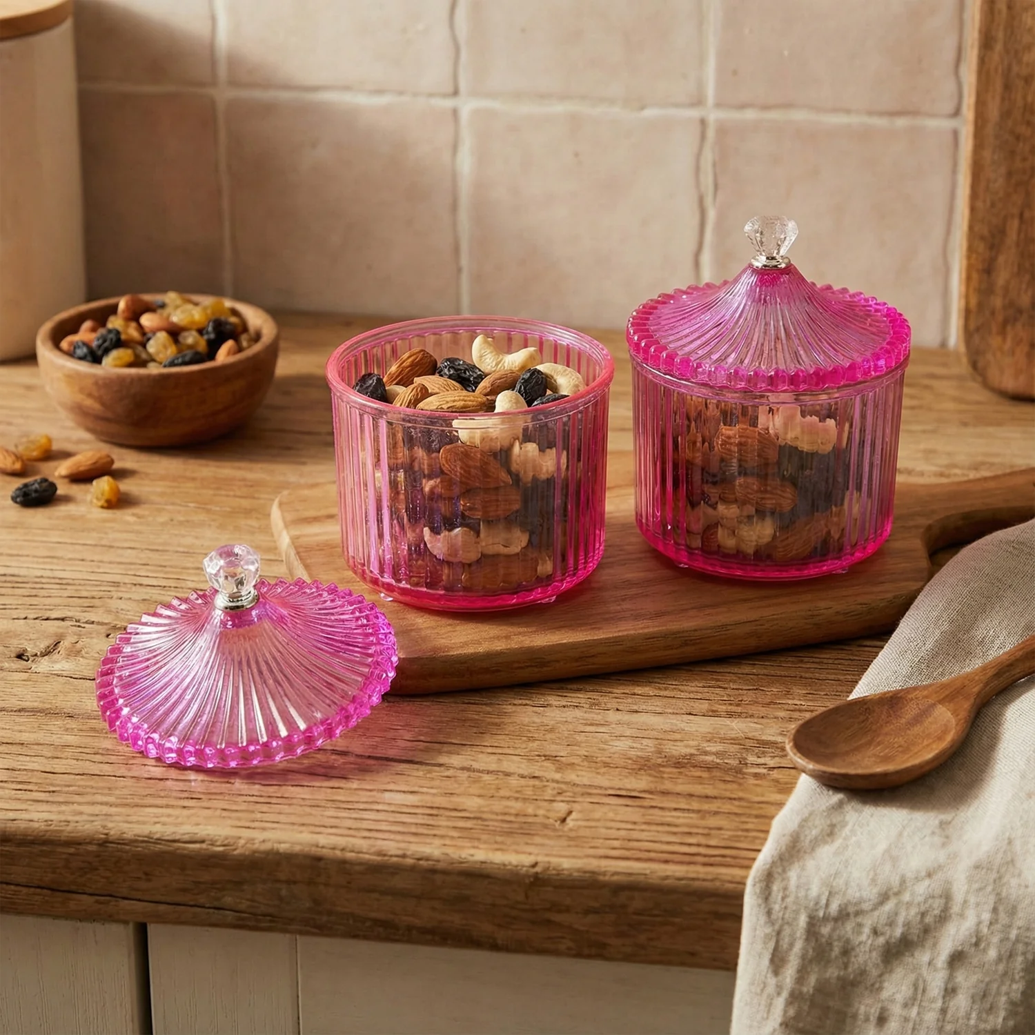 Plastic Luxury Transparent Dry Fruit Storage Jars  (2 Pc) - Image 3