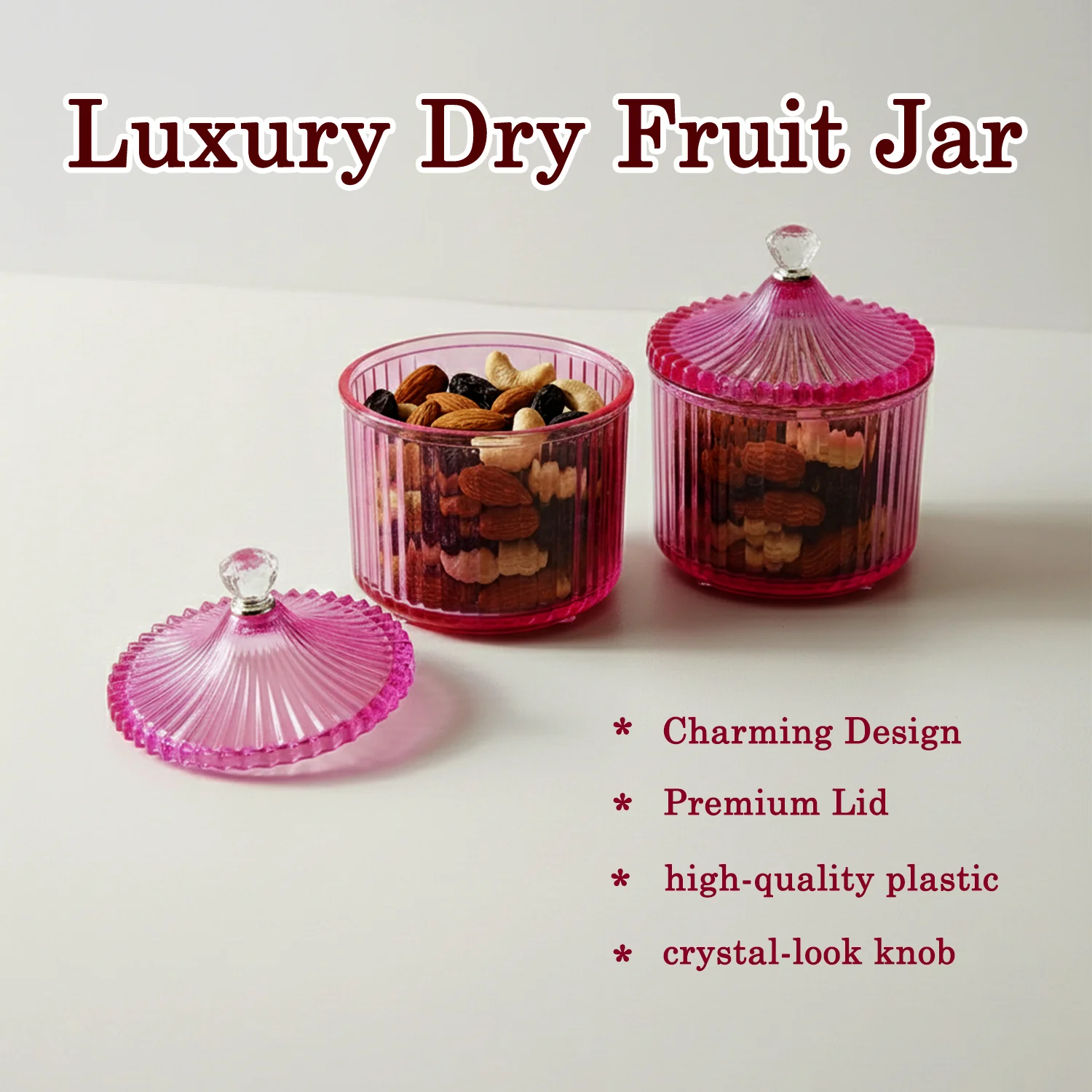 Plastic Luxury Transparent Dry Fruit Storage Jars  (2 Pc) - Image 4