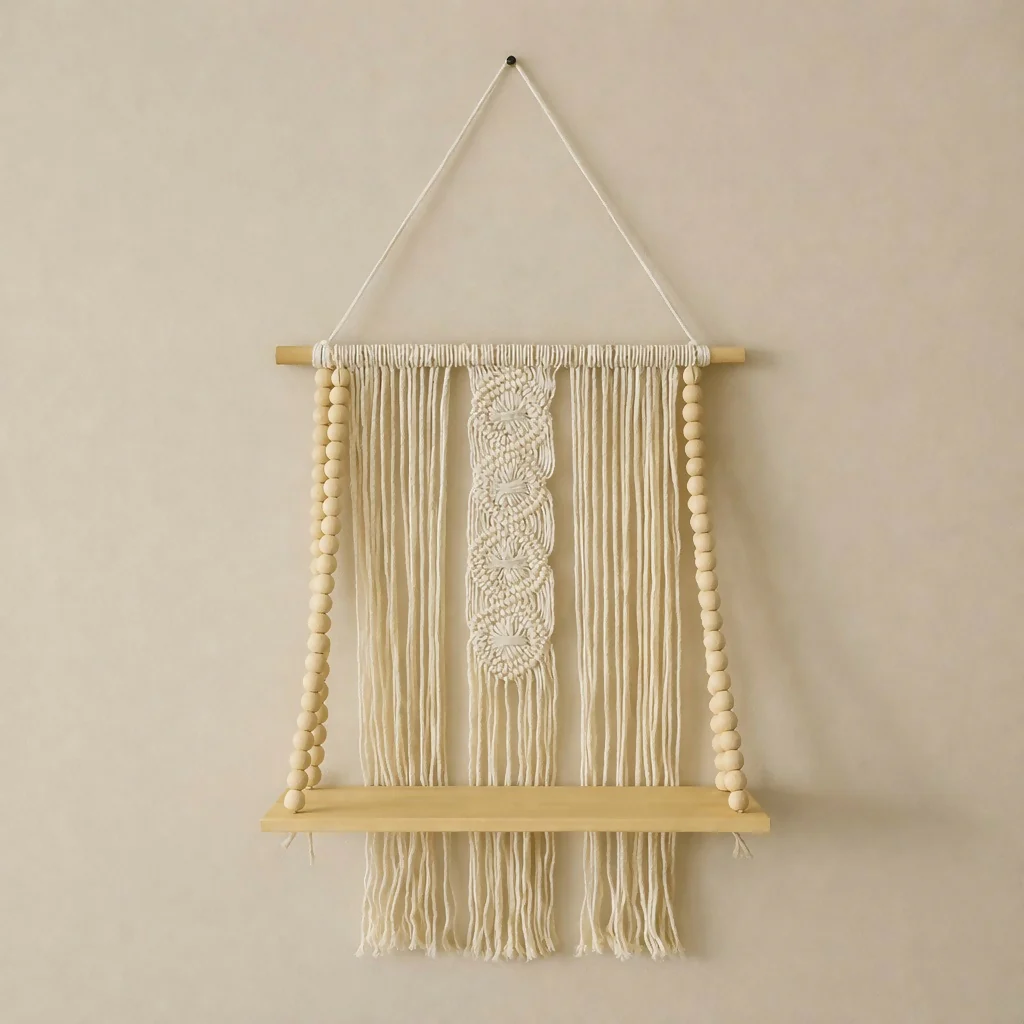 Macrame Wall Hanging Shelf with Evil Eye Decor for Home - Image 4