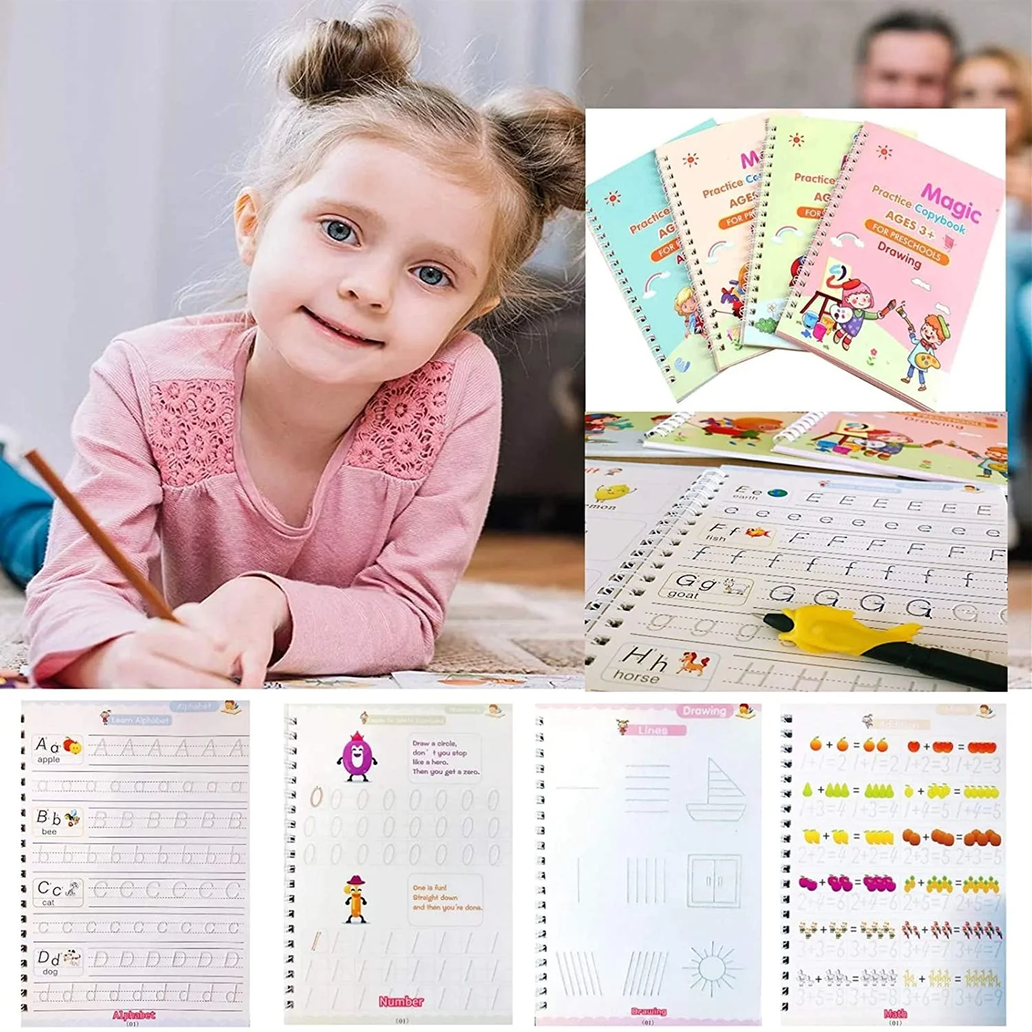 4 Pc Magic Copybook  used by kids, children’s and even adults also to write - Image 3