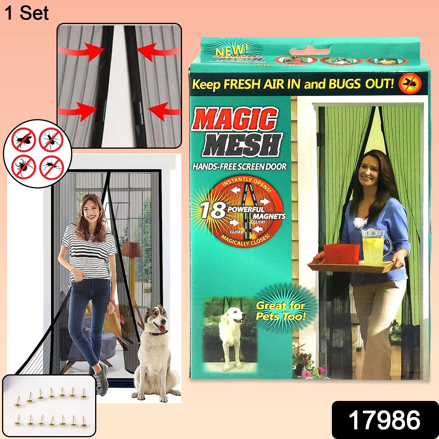 Magic Mesh Hands-Free Screen Door Instant Opening (1 Set) - Image 2