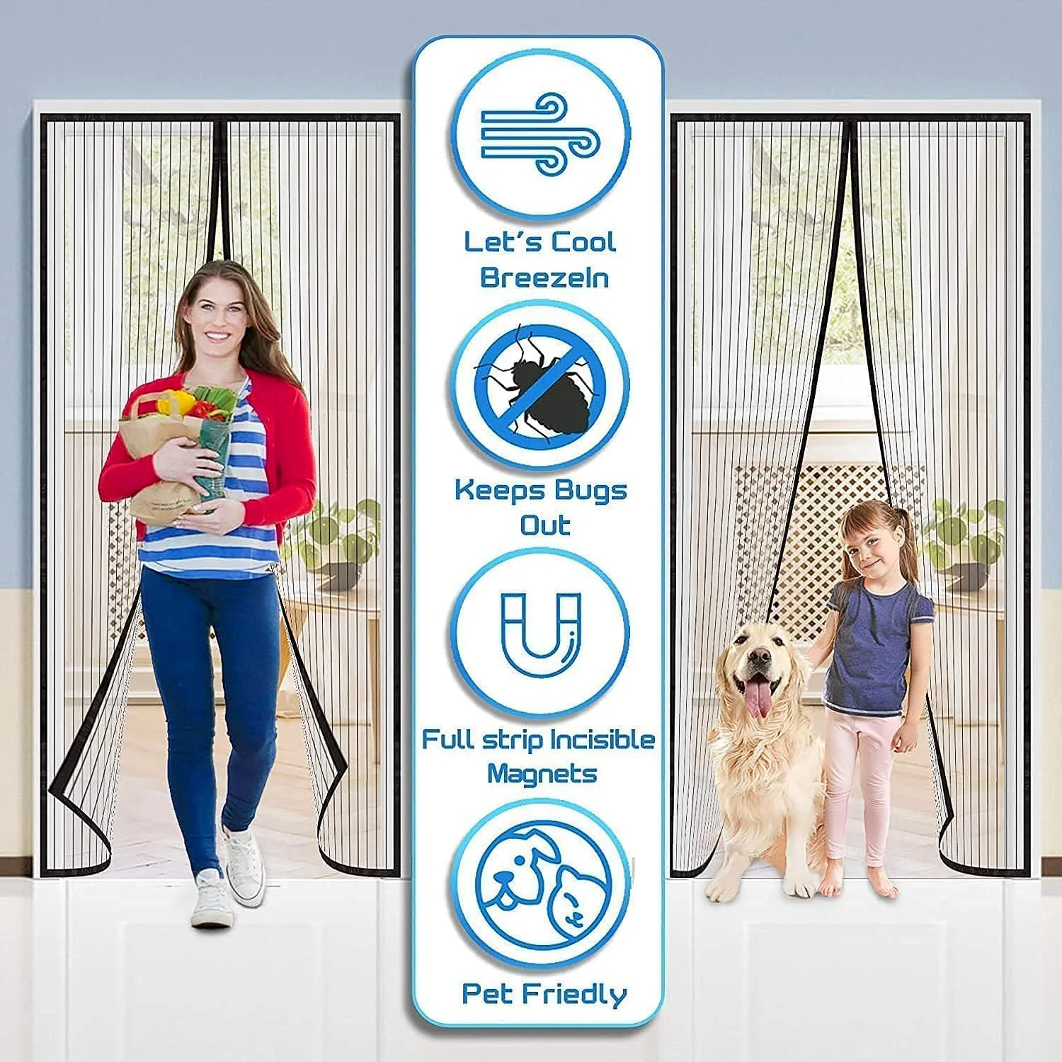 Magic Mesh Hands-Free Screen Door Instant Opening (1 Set) - Image 3
