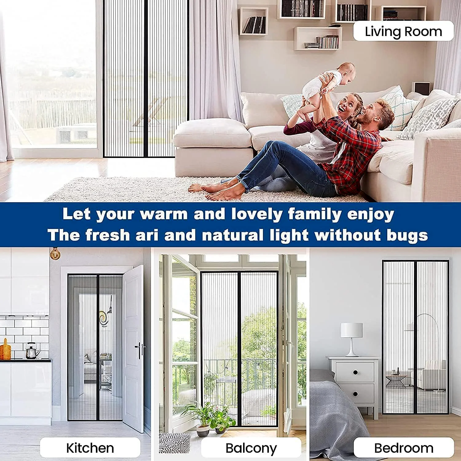 Magic Mesh Hands-Free Screen Door Instant Opening (1 Set) - Image 6