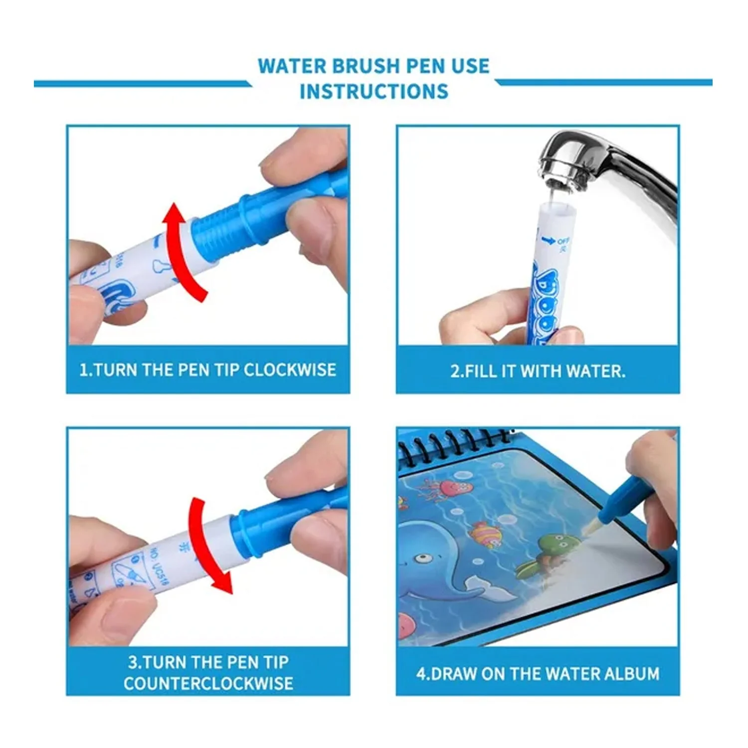 Magic Water Quick Dry Book Water Coloring Book Doodle with Magic Pen Painting Board - Image 3