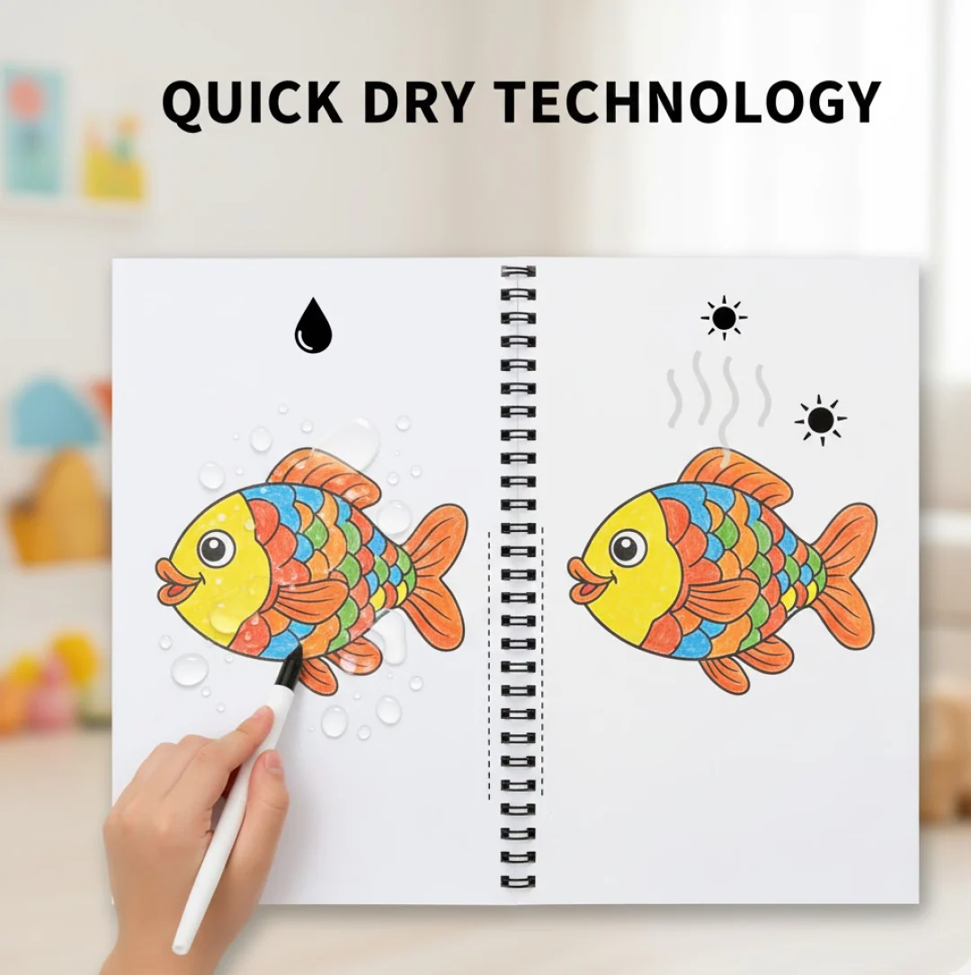 Magic Water Quick Dry Book Water Coloring Book Doodle with Magic Pen Painting Board - Image 7