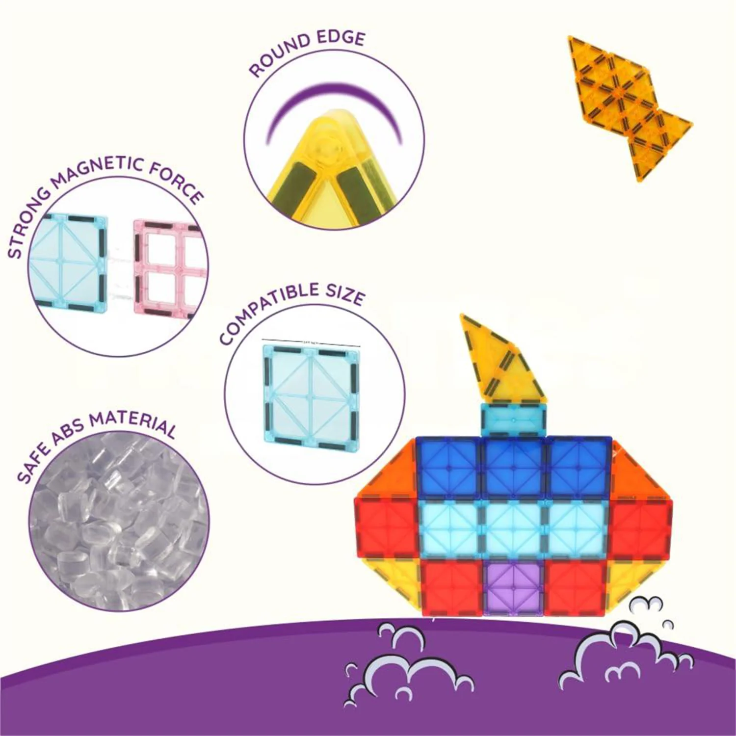Magnetic Building Tiles Construction Toy Set (16 Pc / Set) - Image 3