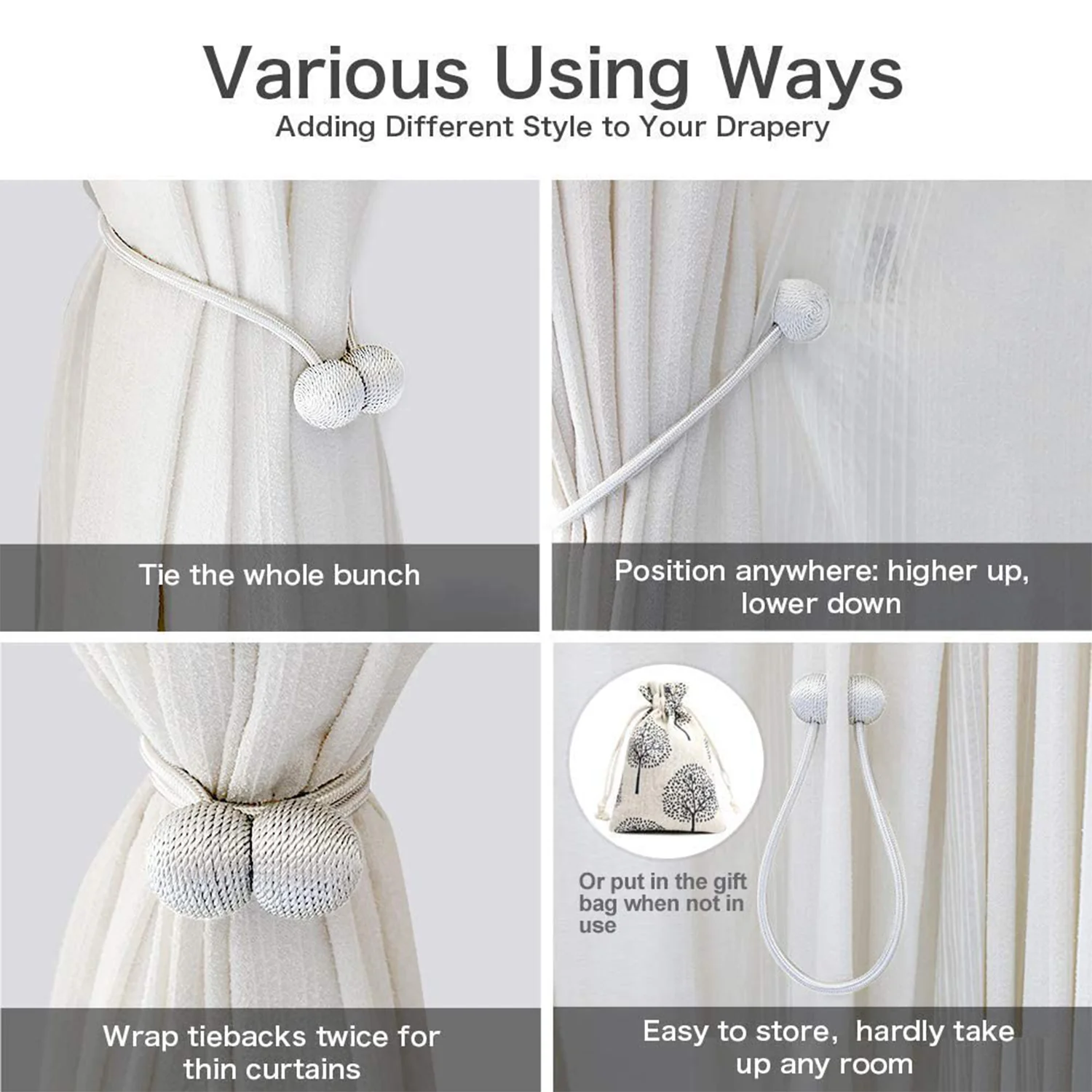 Magnetic Curtain Tiebacks - (2 Pc / Set) - Image 4