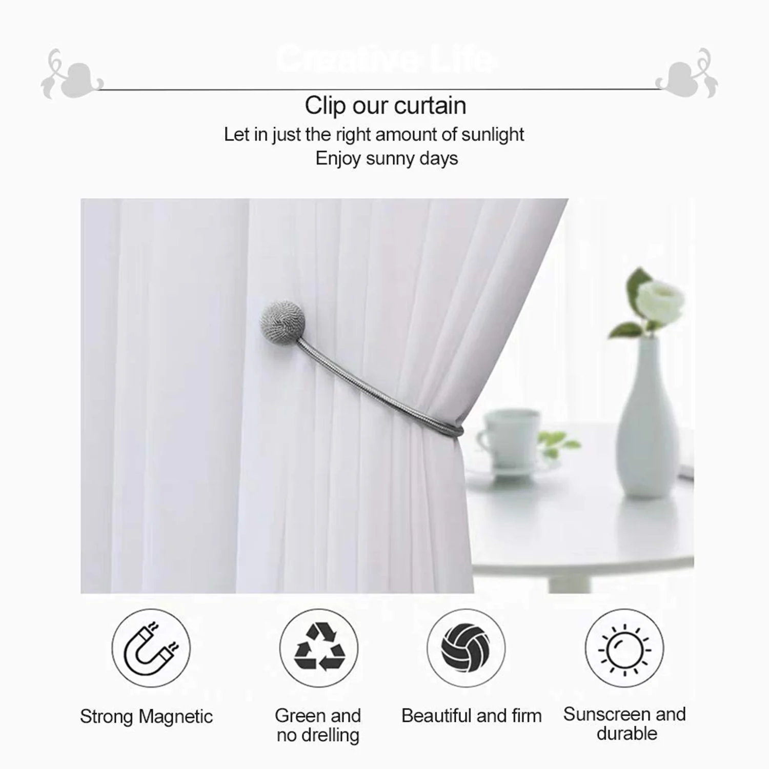 Magnetic Curtain Tiebacks - (2 Pc / Set) - Image 6