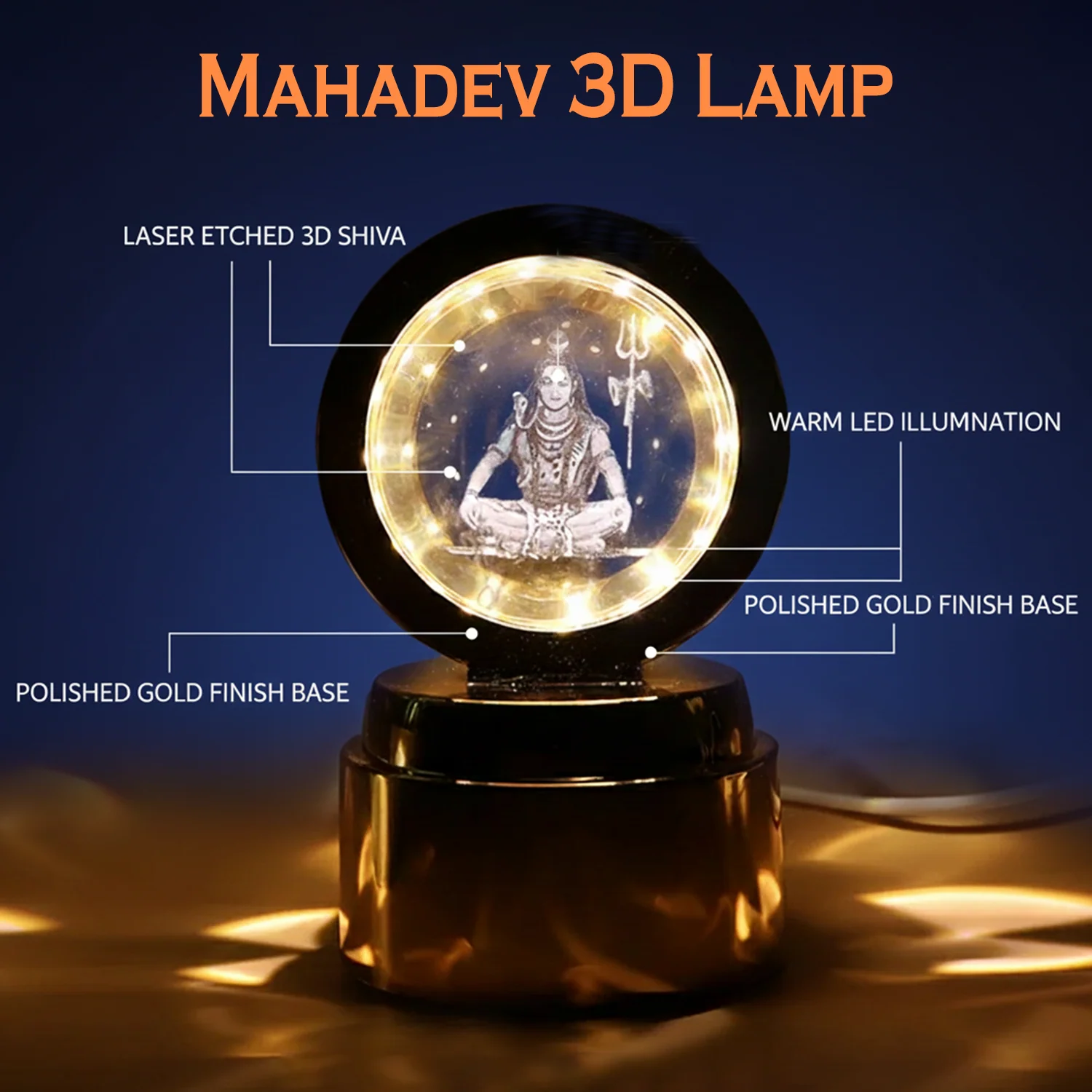 Mahadev 3D Crystal Ball Night Light (1 Pc) - Image 4