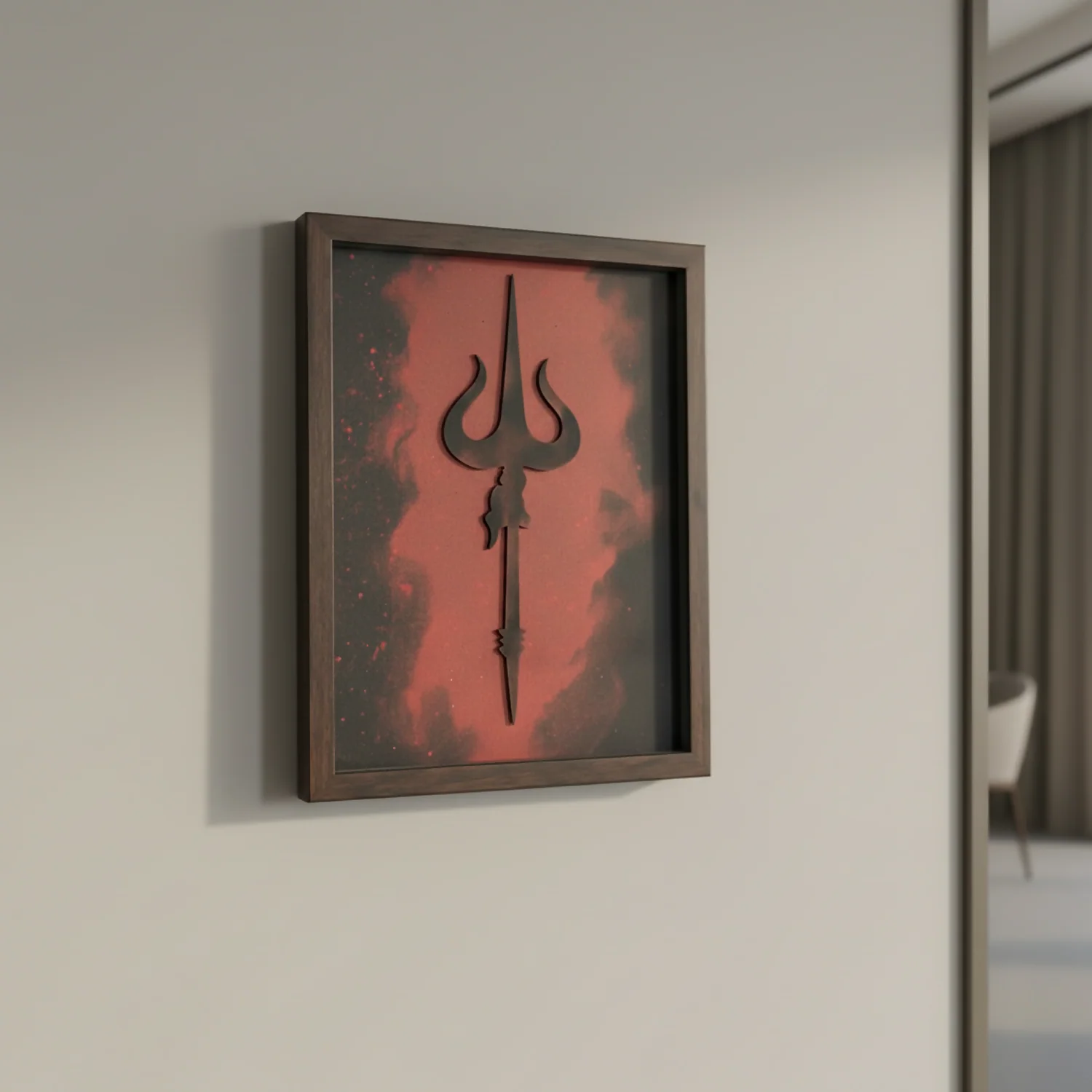 Mahadev Trishul Wall Art Frame – Minimalist Lord Shiva Trident Decor | Modern Spiritual Wall Art for Living Room, Meditation & Pooja Room - Image 2