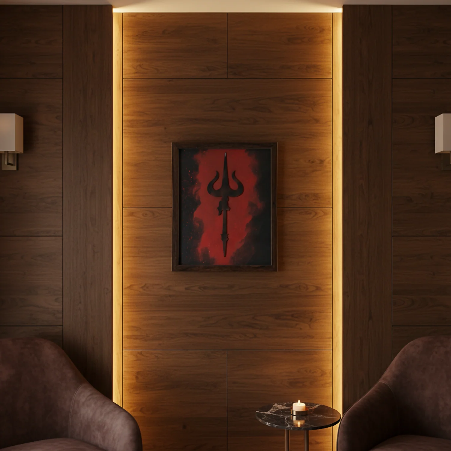 Mahadev Trishul Wall Art Frame – Minimalist Lord Shiva Trident Decor | Modern Spiritual Wall Art for Living Room, Meditation & Pooja Room - Image 3