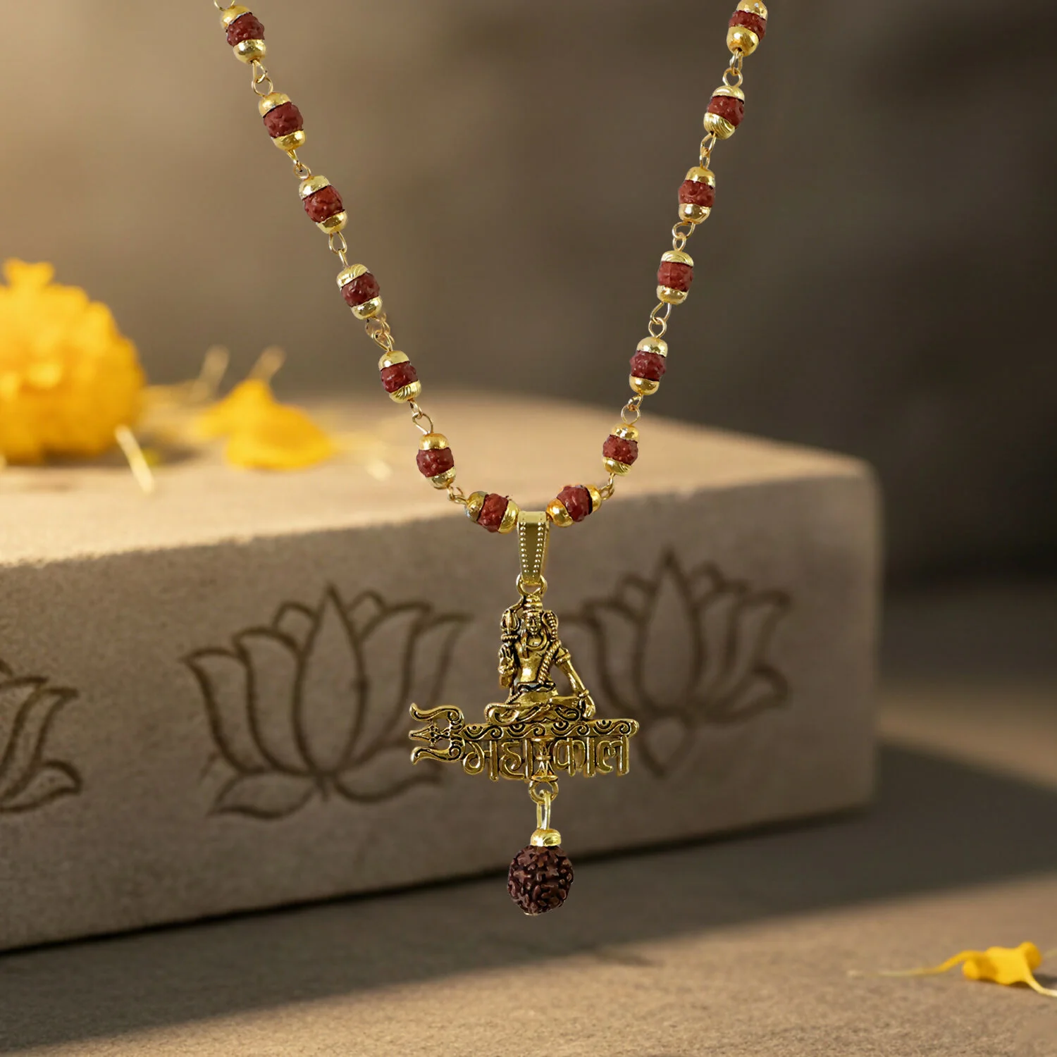 Mahakal Pendant with Rudraksha Necklace Mala - Image 3