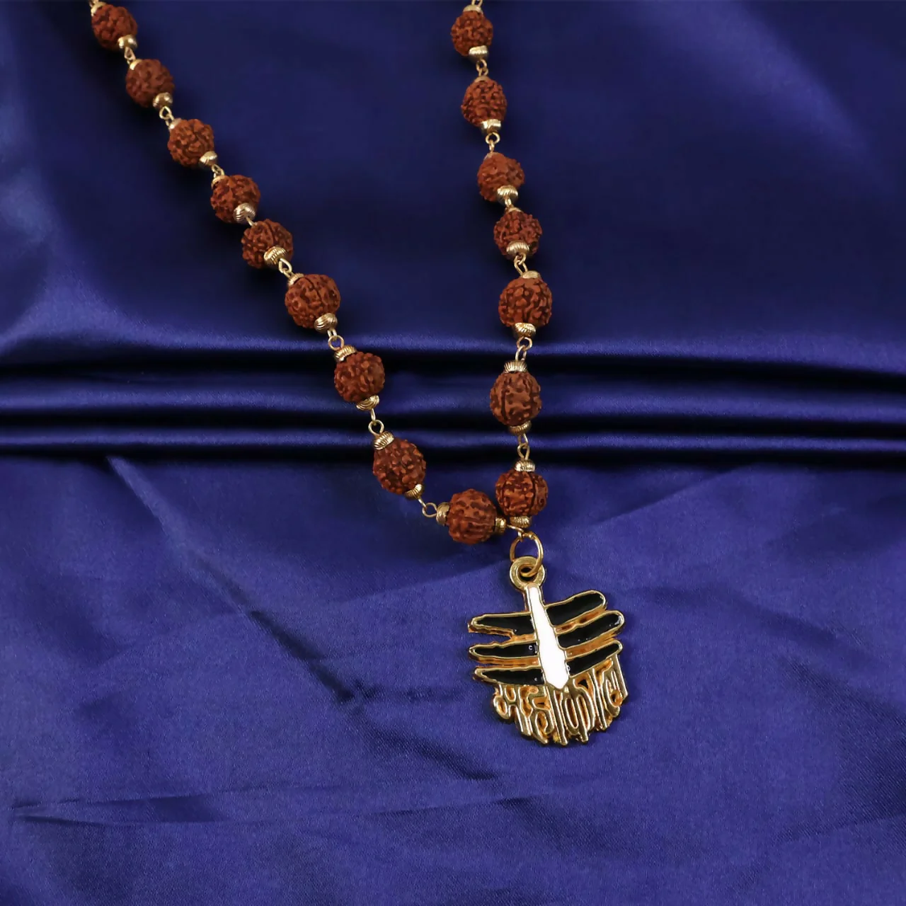 Mahakal Rudraksha Mala with Gold Plated Shiv Pendant Spiritual Necklace for Men - Image 4
