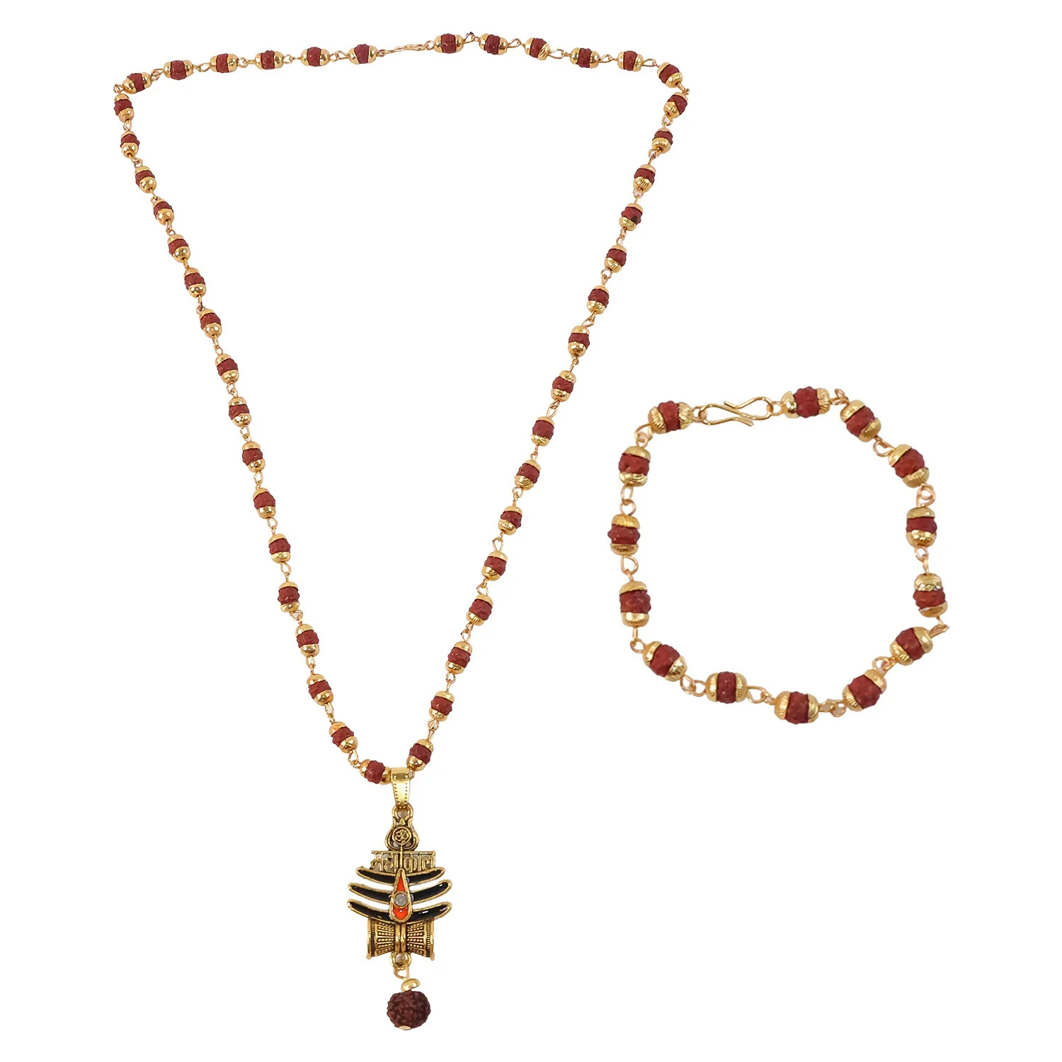 Mahakal Trishul Pendant With Rudraksha Mala & Bracelet Combo - Image 5