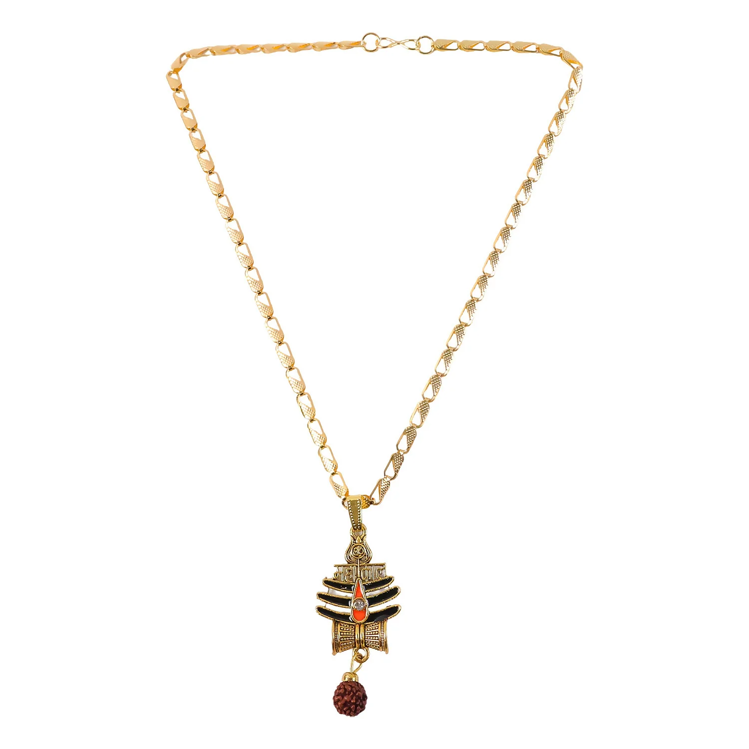 Mahakal Trishul Rudraksha Pendant Gold Chain Necklace - Image 5