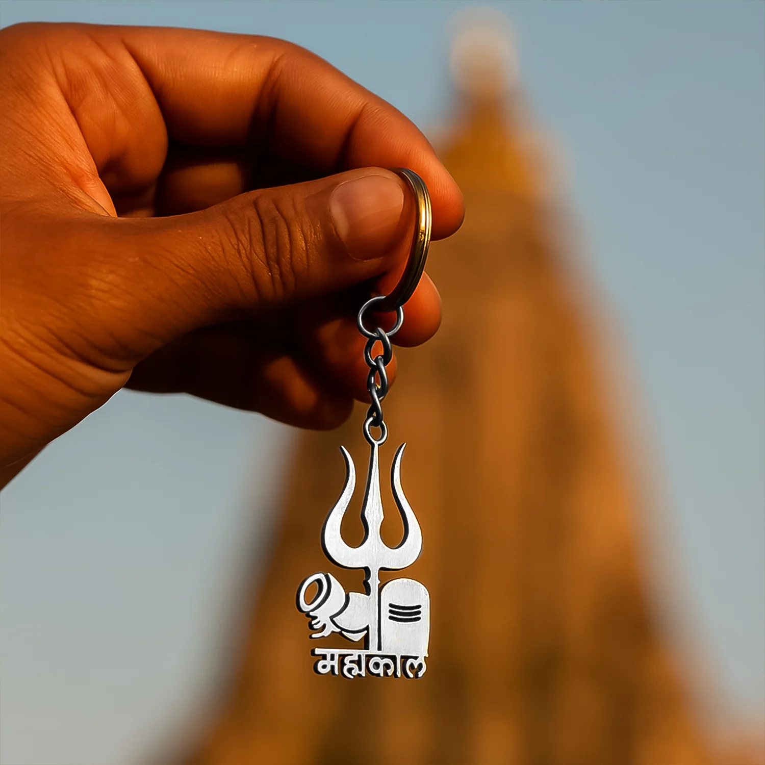 Mahakal Trishul & Shivling Design Metal Keychain - (1 Pc) - Image 6