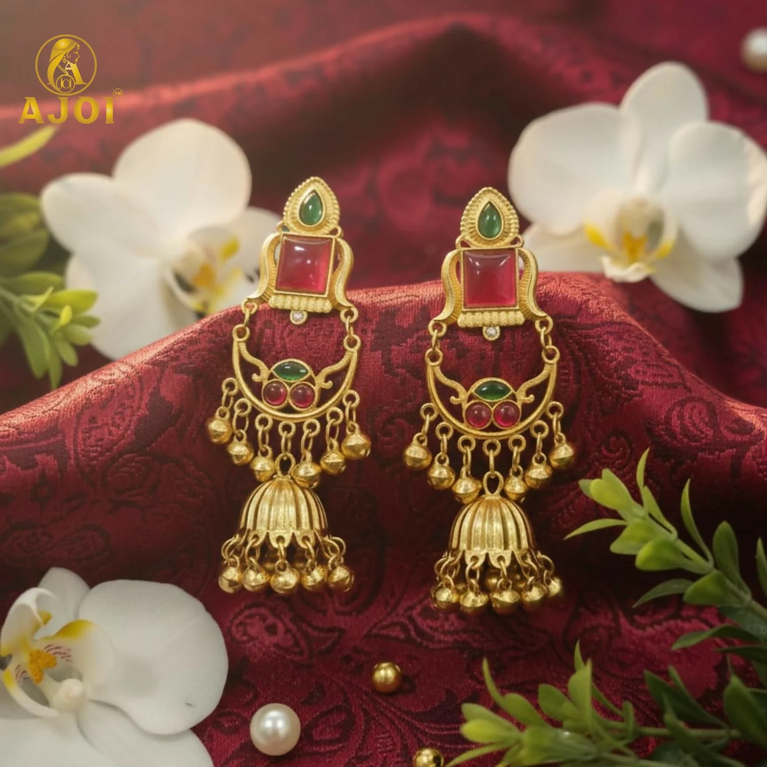 Maharani Designer Jhumkhi Drop Earrings - Image 6