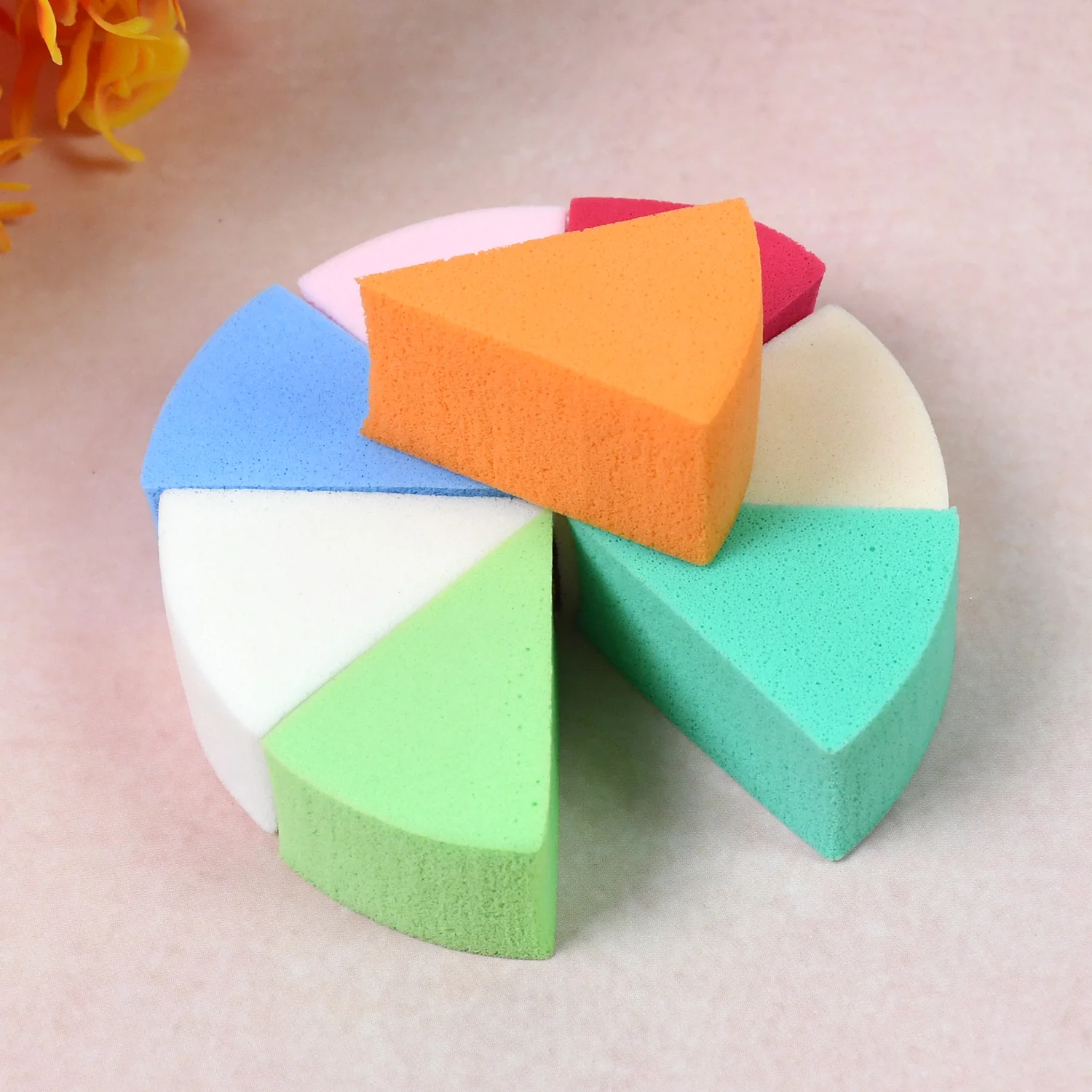 Makeup Sponge Triangle Shaped Mix Colour Cosmetic Puff (8 Pcs Set) - Image 3