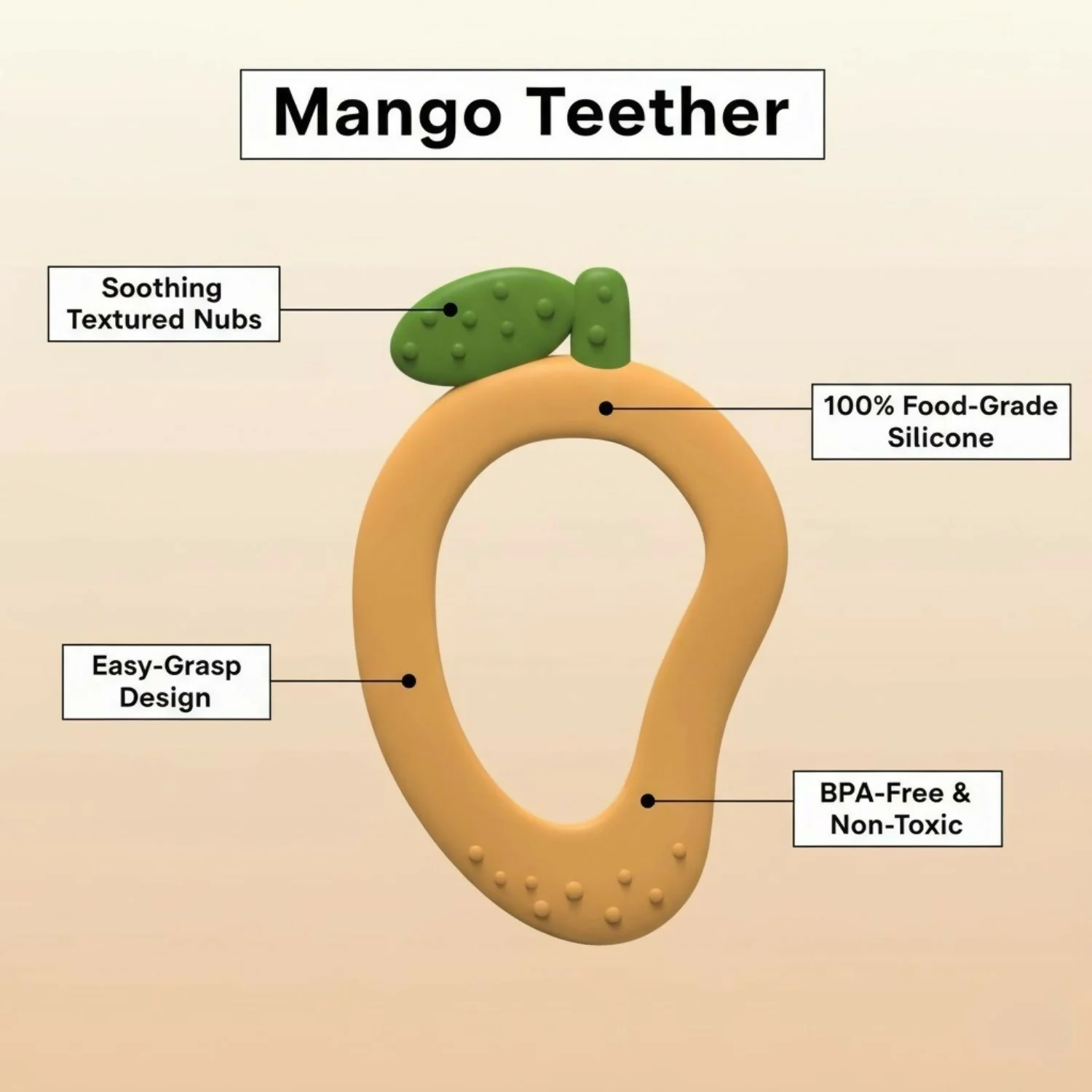 Mango-shaped silicone baby teether - Image 3