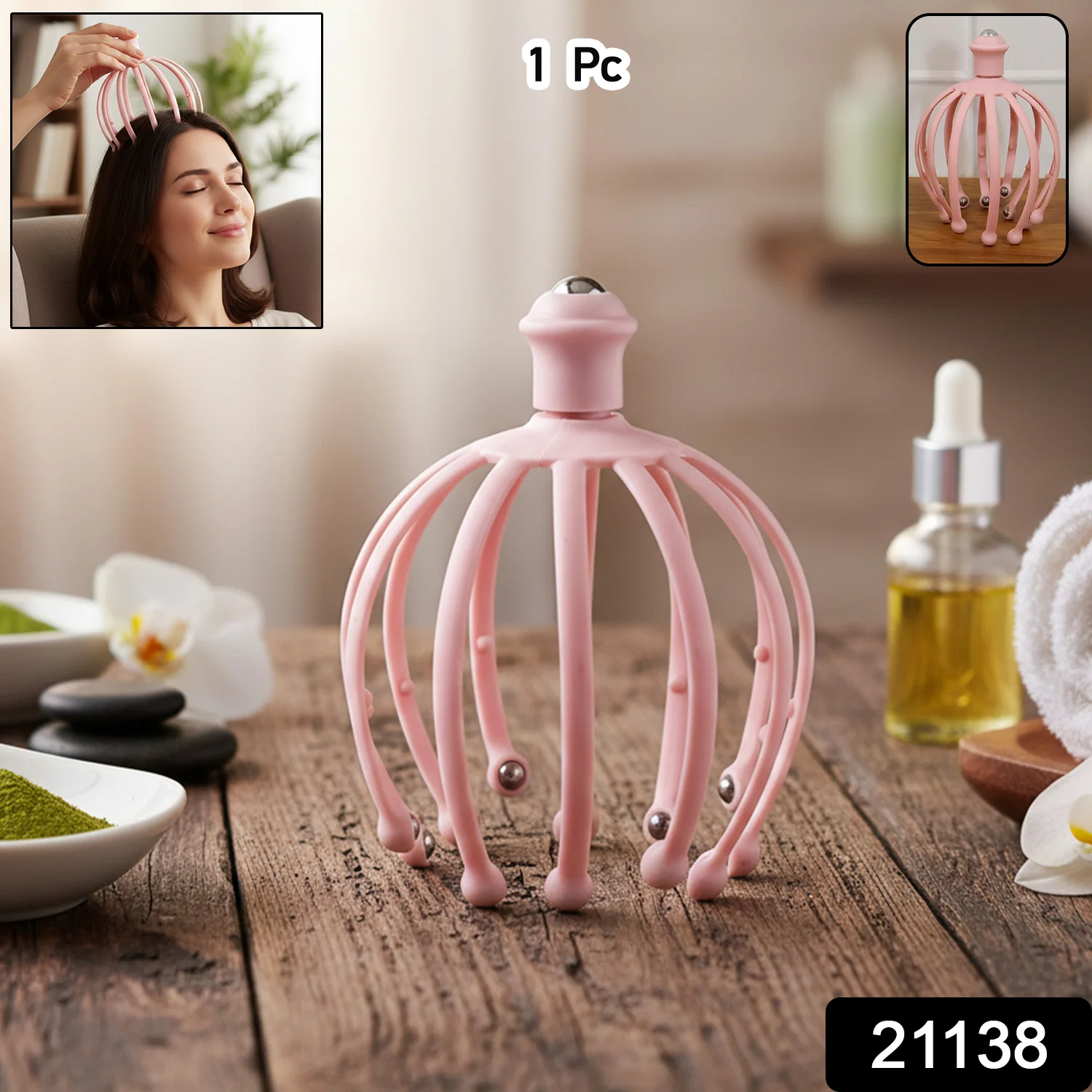Manual Head Scalp Massager with Rolling Ball Tips (1 Pc) - Image 2