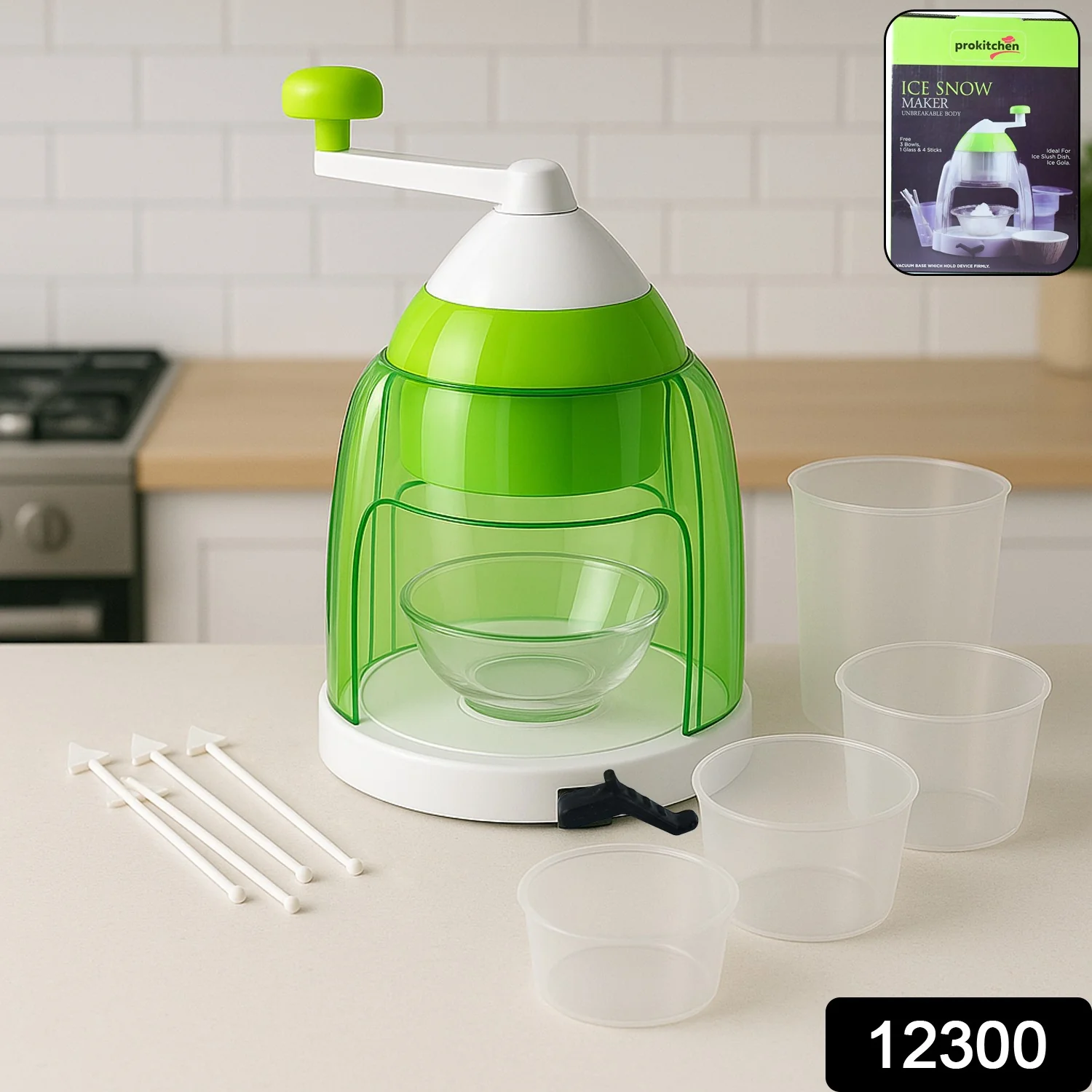 Manual Ice Crusher & Snow Cone Maker with Hand Crank - Image 2