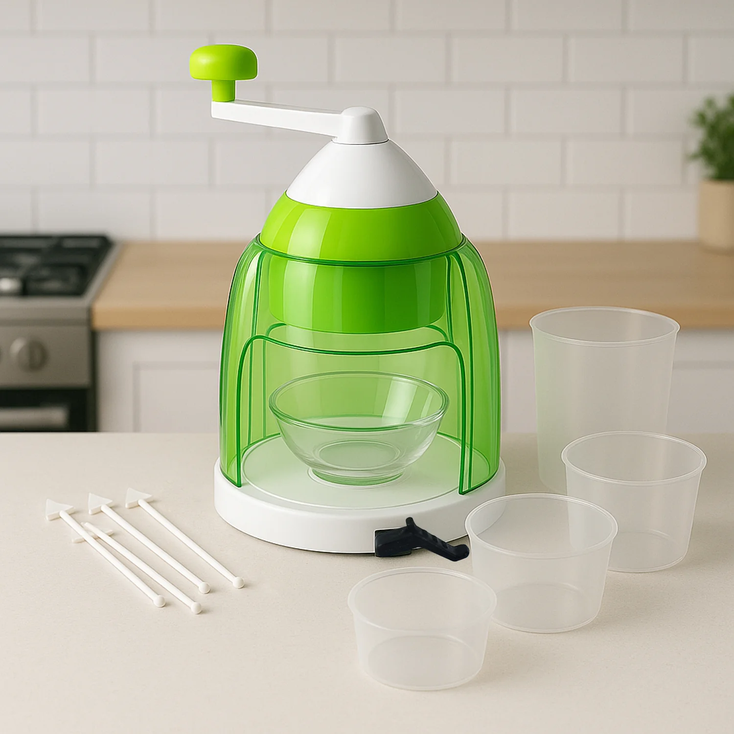 Manual Ice Crusher & Snow Cone Maker with Hand Crank - Image 3