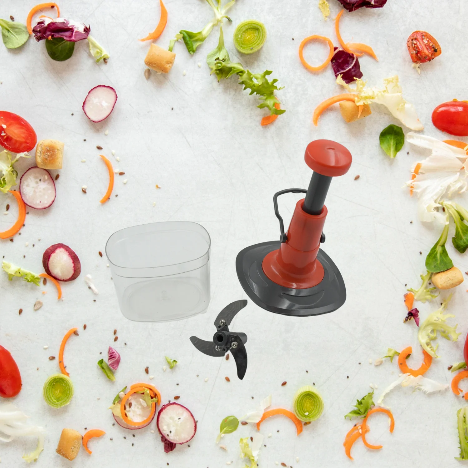 Manual Food Chopper (650ml): 3 Stainless Steel Blades, Locking System, Anti-Slip - Image 5