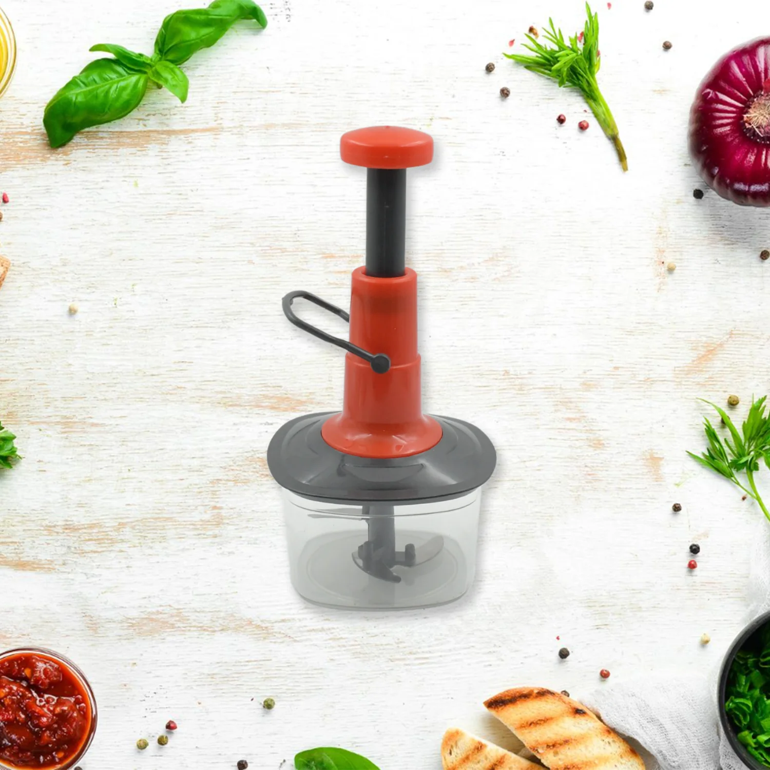 Manual Food Chopper (650ml): 3 Stainless Steel Blades, Locking System, Anti-Slip - Image 6