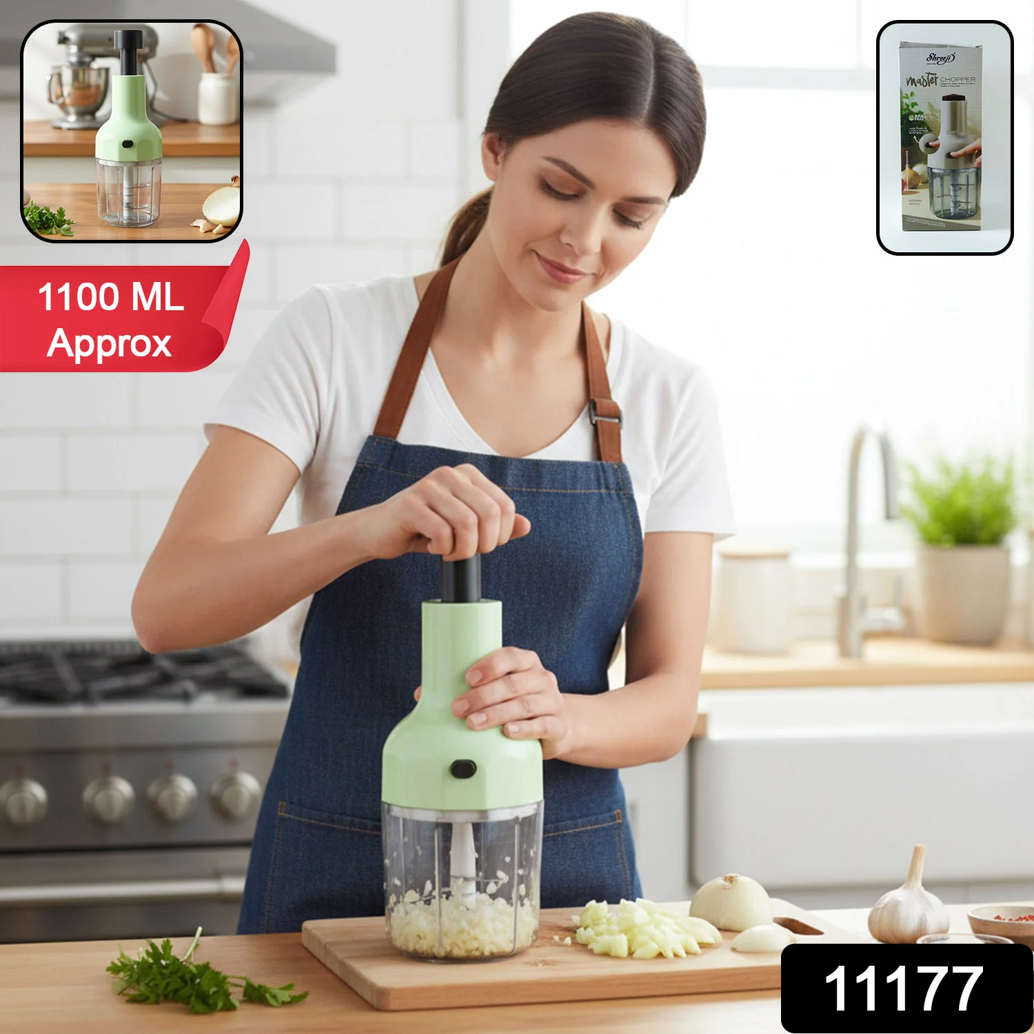Manual Push Vegetable Chopper 1100 ML Approx - Image 2