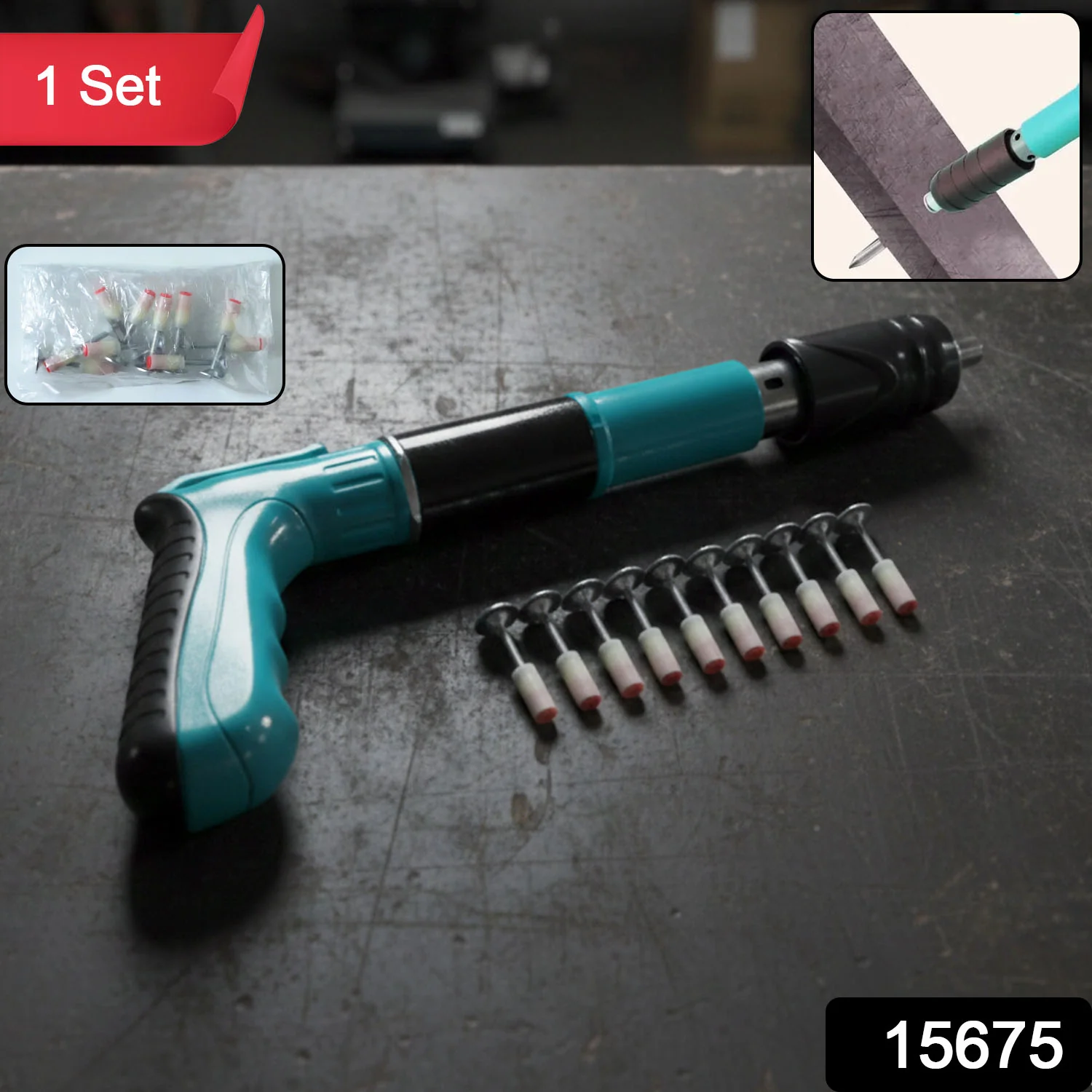 Manual Wall Fastening Tool Nail Gun with Steel Nails Set (1 Set) - Image 2