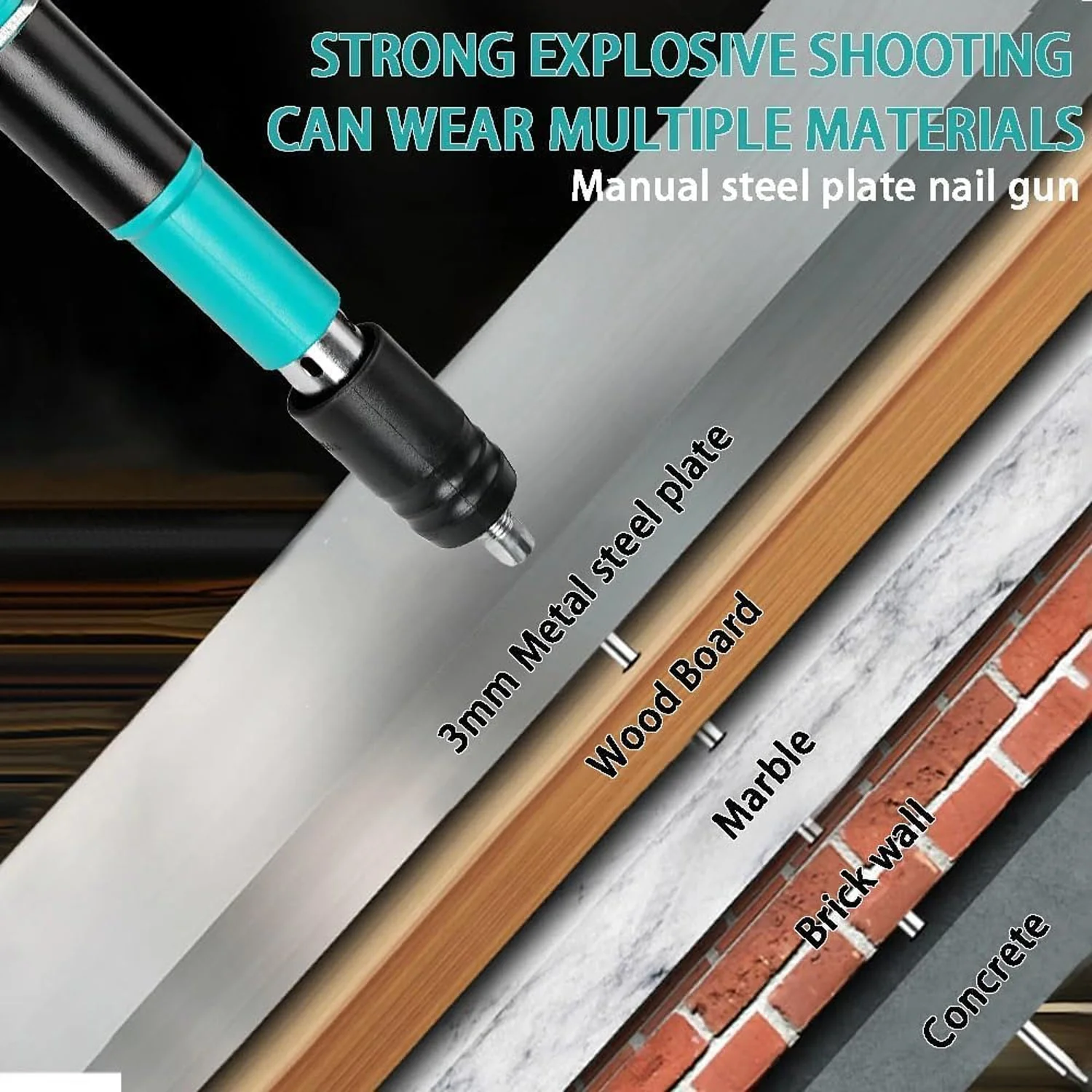 Manual Wall Fastening Tool Nail Gun with Steel Nails Set (1 Set) - Image 4