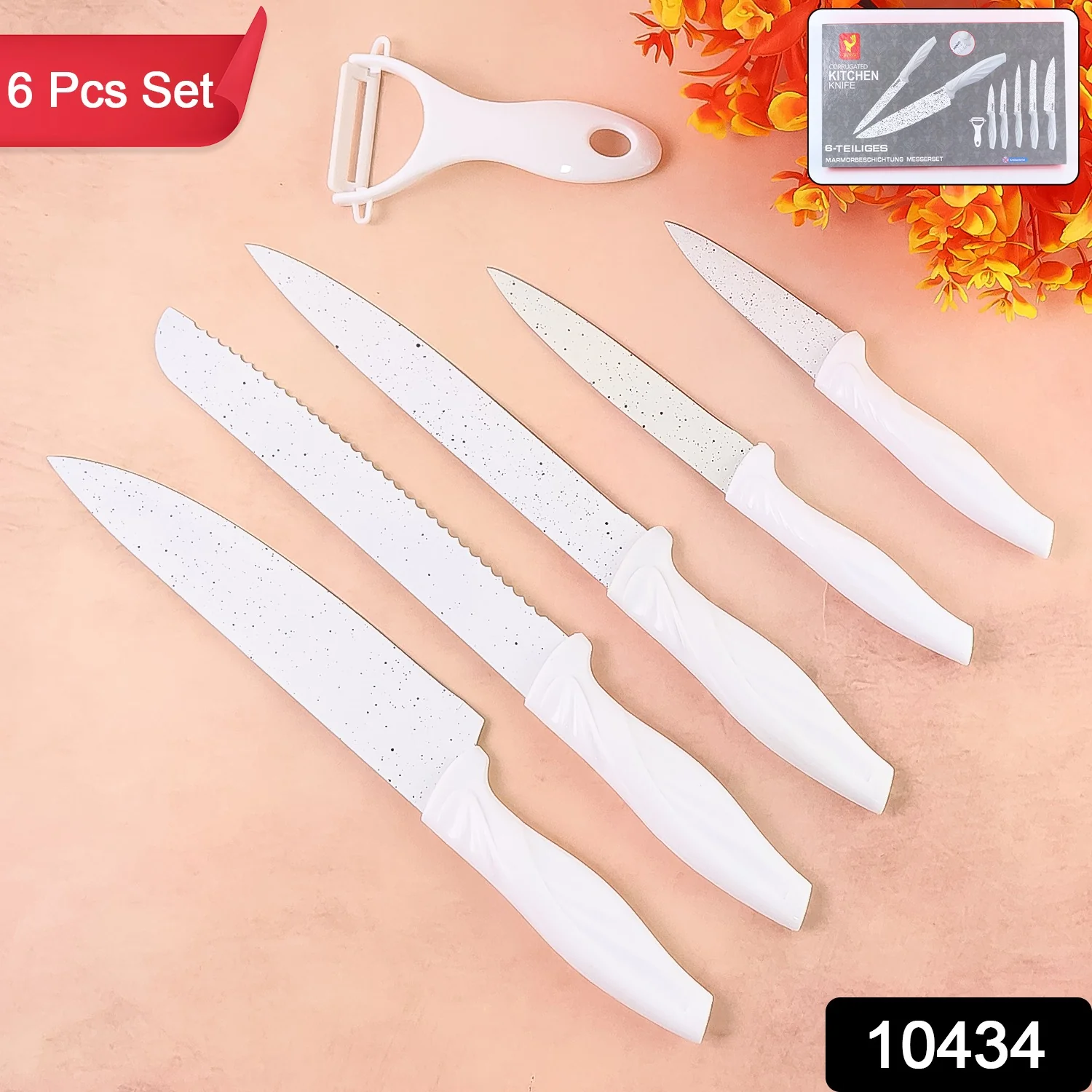 Marble Coated Stainless Steel Kitchen Knife Set (6 Pc) - Image 2
