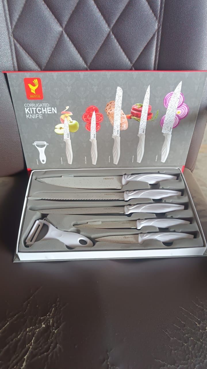 Marble Coated Stainless Steel Kitchen Knife Set (6 Pc) - Image 8