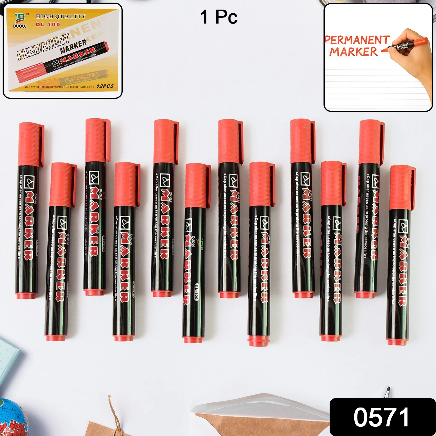 Marker Red Ink, Bold Tip, Quick-Dry Alcohol-BQased Marker (1 Pc) - Image 2