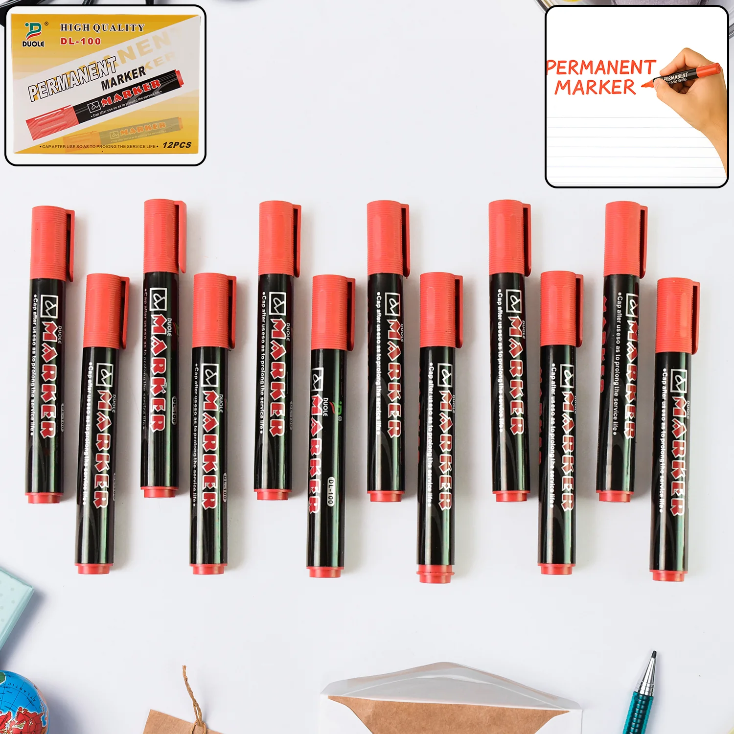 Marker Red Ink, Bold Tip, Quick-Dry Alcohol-BQased Marker (1 Pc) - Image 7