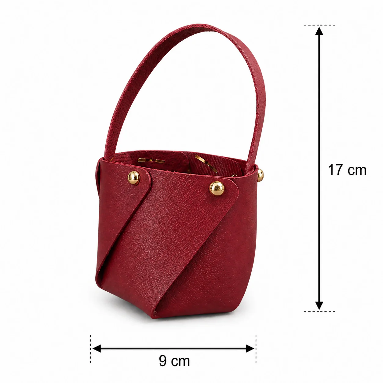 Maroon Mini Handheld Storage Basket Organizer with Handle - Image 5