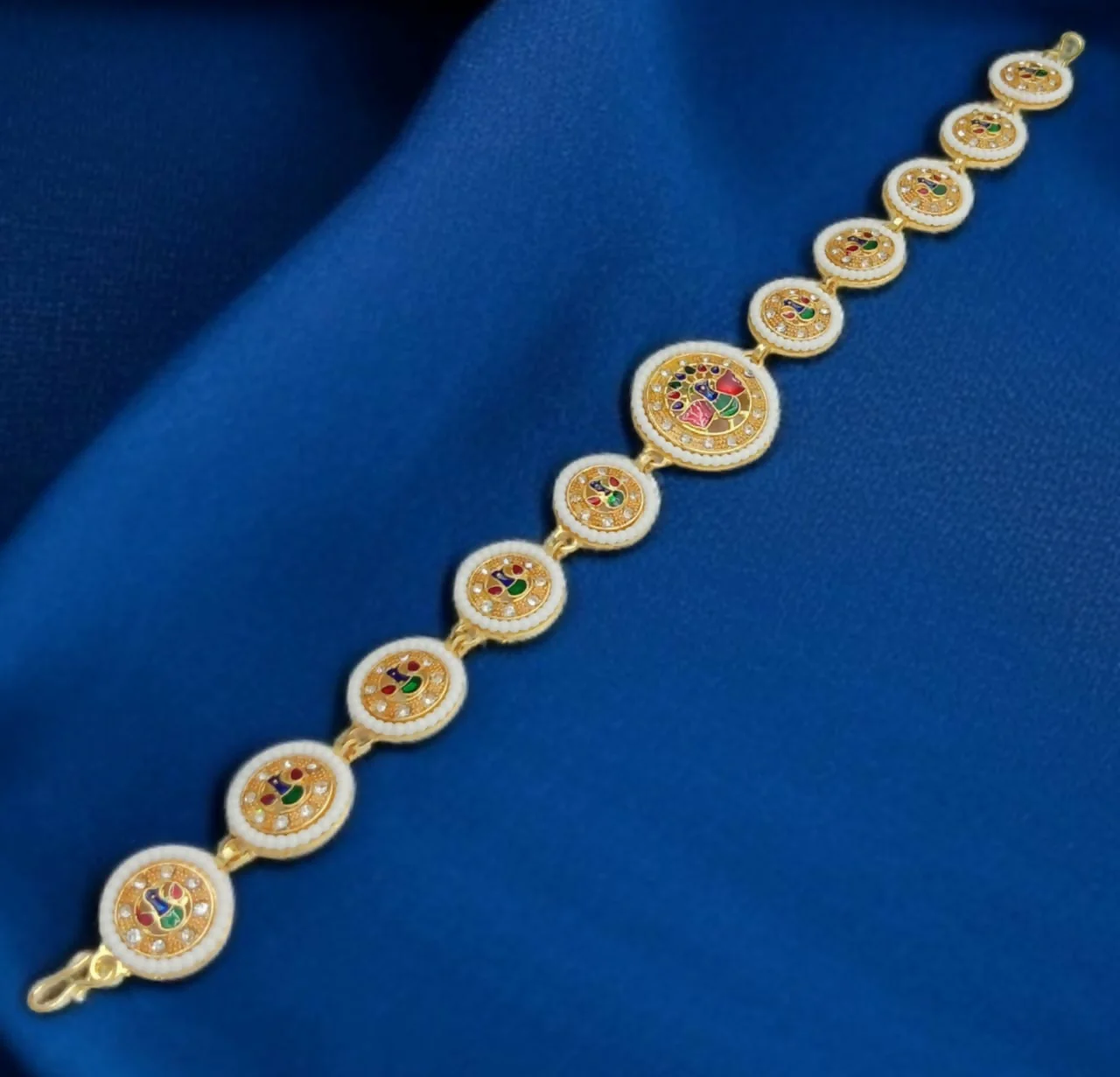Gold-Plated Shishful with Multi-Color Meenakari Medallions - Image 3