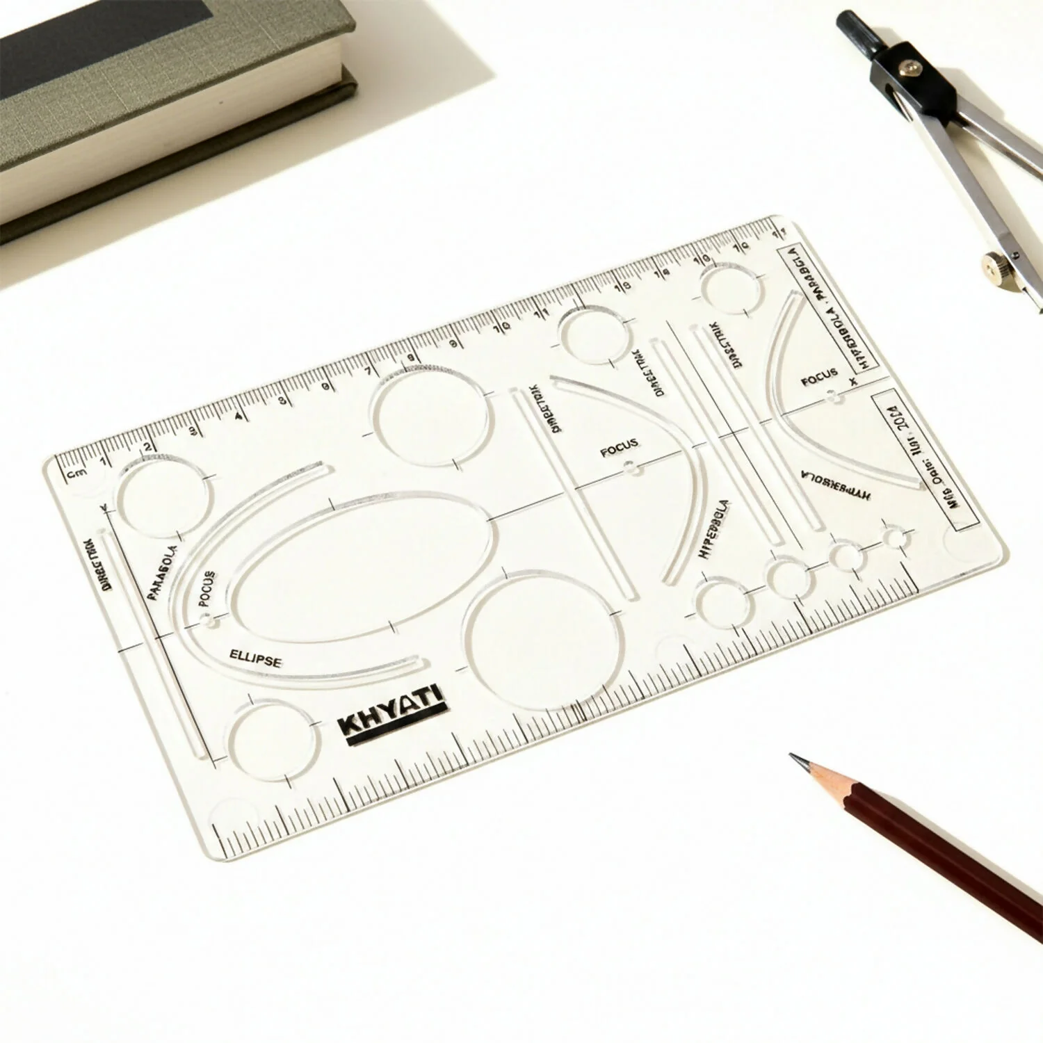 Mathematical Drawing Template Ruler Set with Ellipse Parabola Hyperbola Shapes (10Pcs) - Image 6