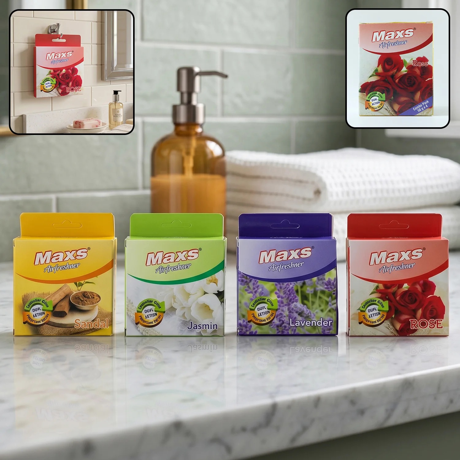 Maxs Air Freshener Fragrance Blocks Pack 4 (50 Gm Each)