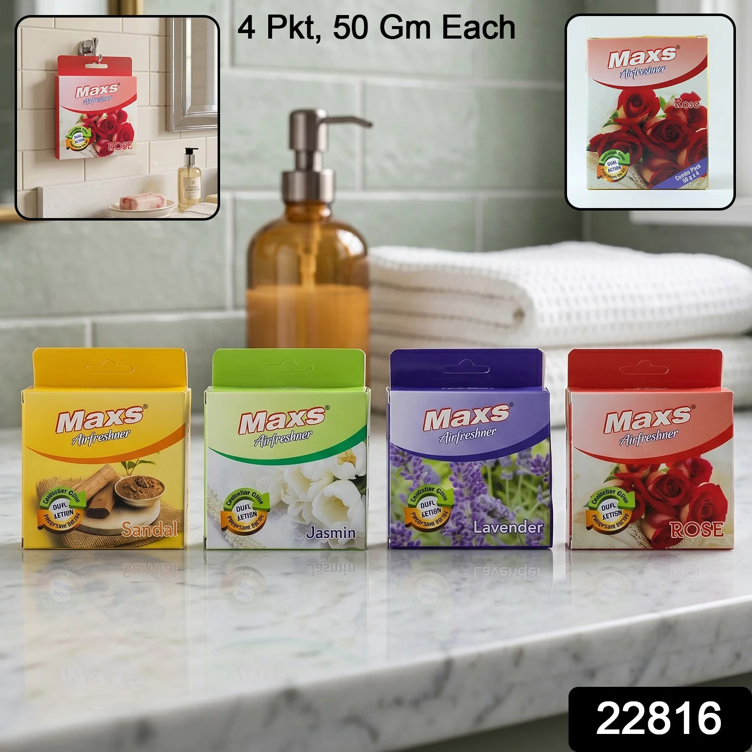 Maxs Air Freshener Fragrance Blocks Pack 4 (50 Gm Each) - Image 2