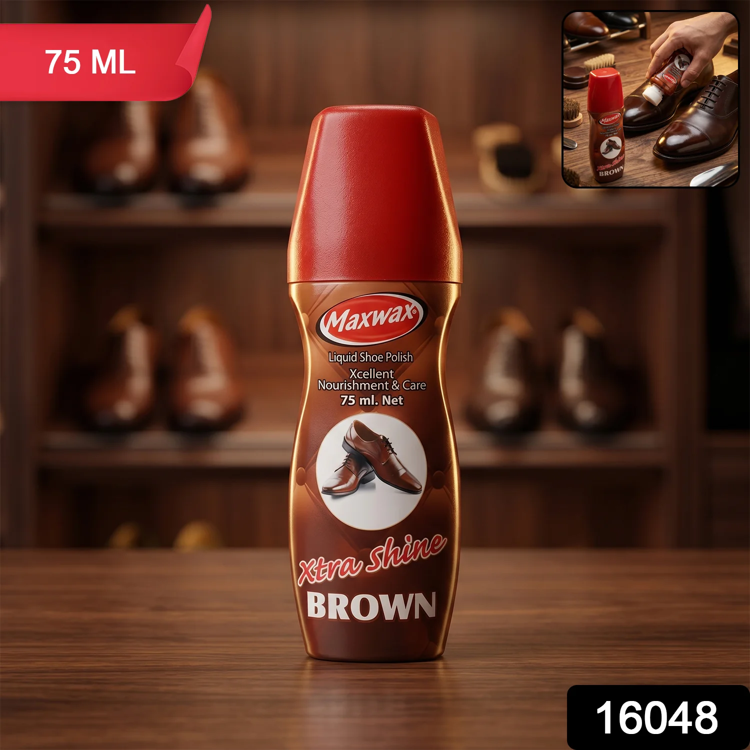 Maxwax Brown Liquid Shoe Polish (1 Pc, 75 ML) - Image 2