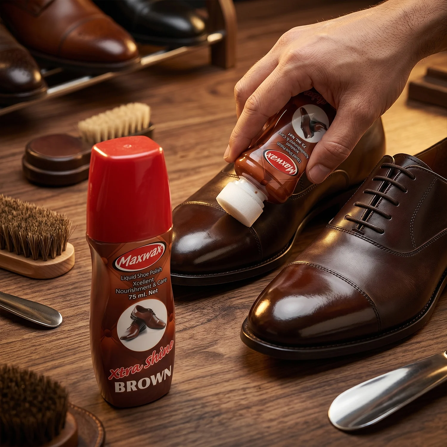 Maxwax Brown Liquid Shoe Polish (1 Pc, 75 ML) - Image 3