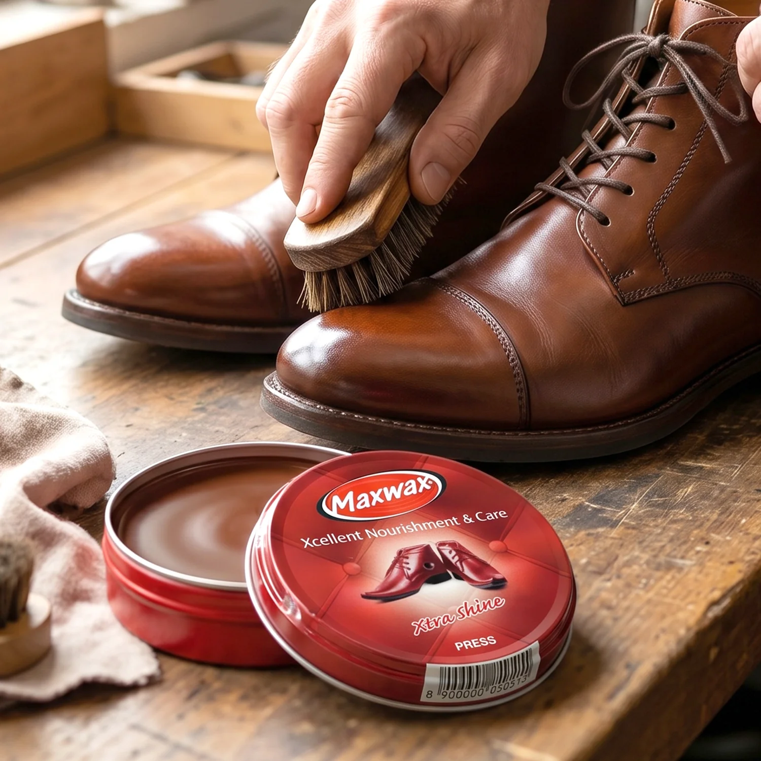 Maxwax Brown Shoe Polish Cream (1 Pc, 15 Gm) - Image 3