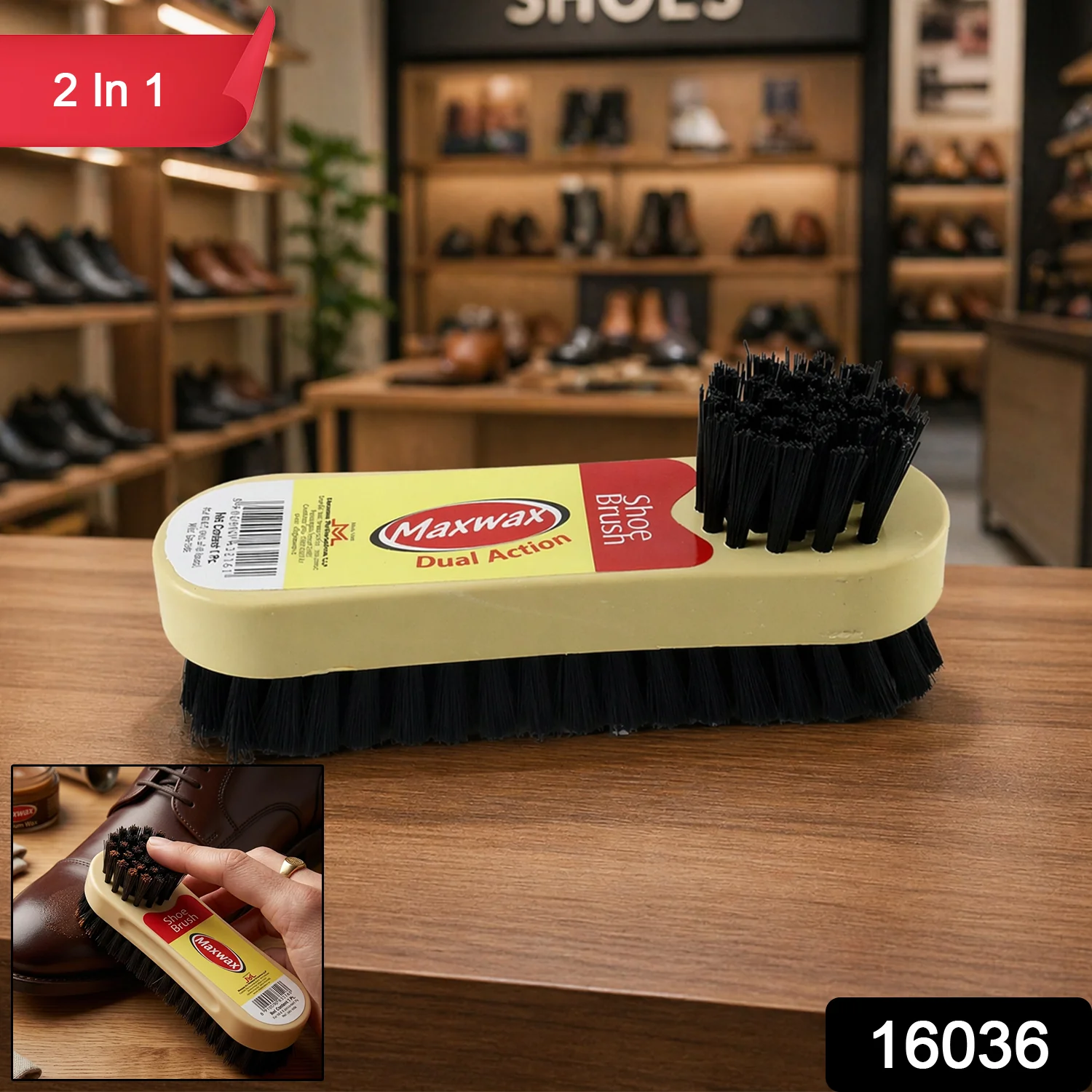 Maxwax Dual Action Shoe Cleaning Brush 2 In 1 (1 Pc) - Image 2