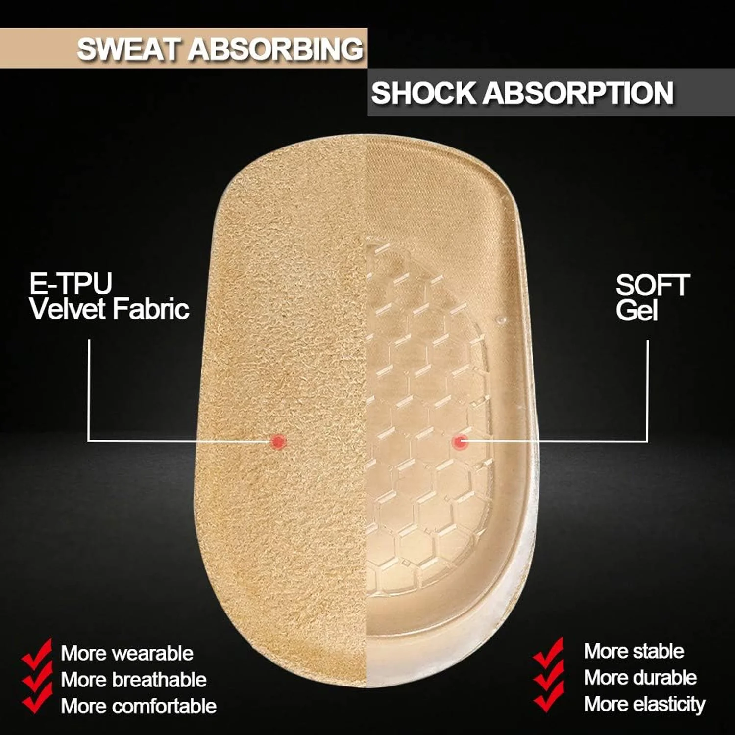 Medium 1 Pairs Silicone Heel Pads, Shoes Insole (11×6×3 Cm) - Image 6