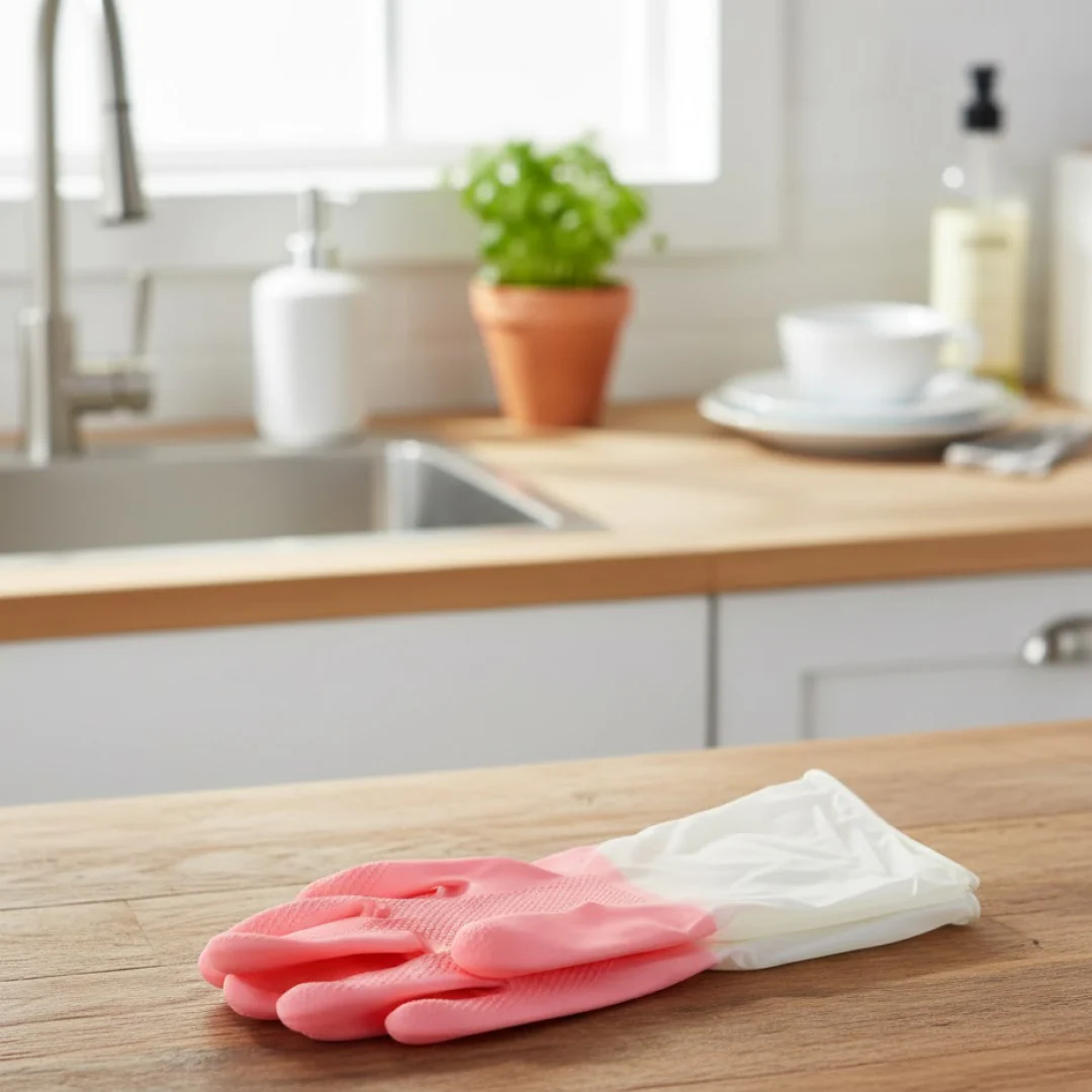 Medium Reusable Long-Cuff Household Cleaning Gloves - (1 Pair) - Image 2
