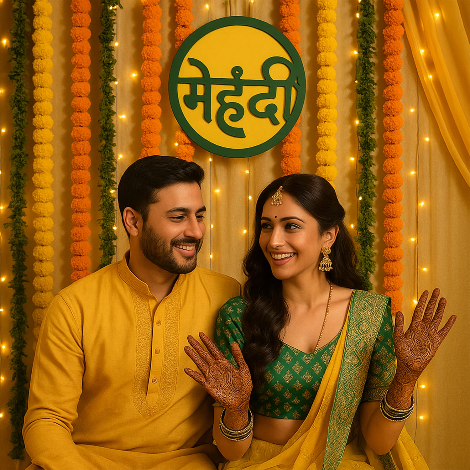 Mehndi Ceremony Wall Hanging / Backdrop Sign Name Plate (1 Pc) - Image 3