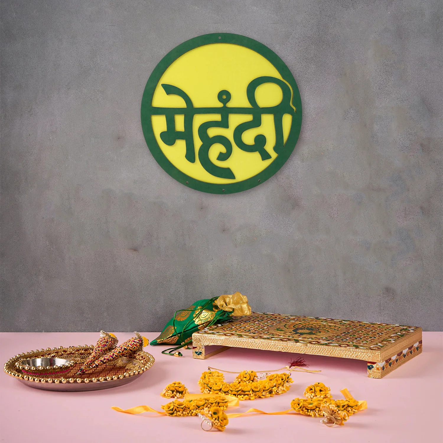 Mehndi Ceremony Wall Hanging / Backdrop Sign Name Plate (1 Pc) - Image 7