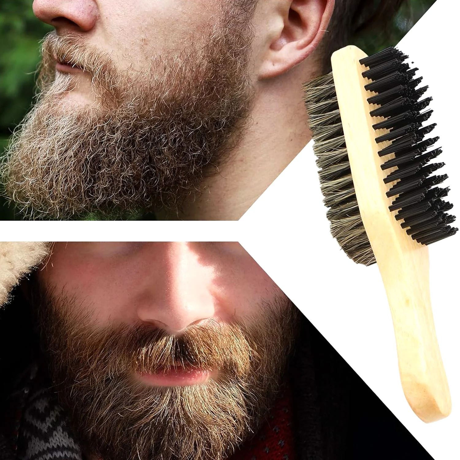 2 in 1 Dual Side Hair Bristle Beard Brush for Men Beard Comb (1 Pc) - Image 3