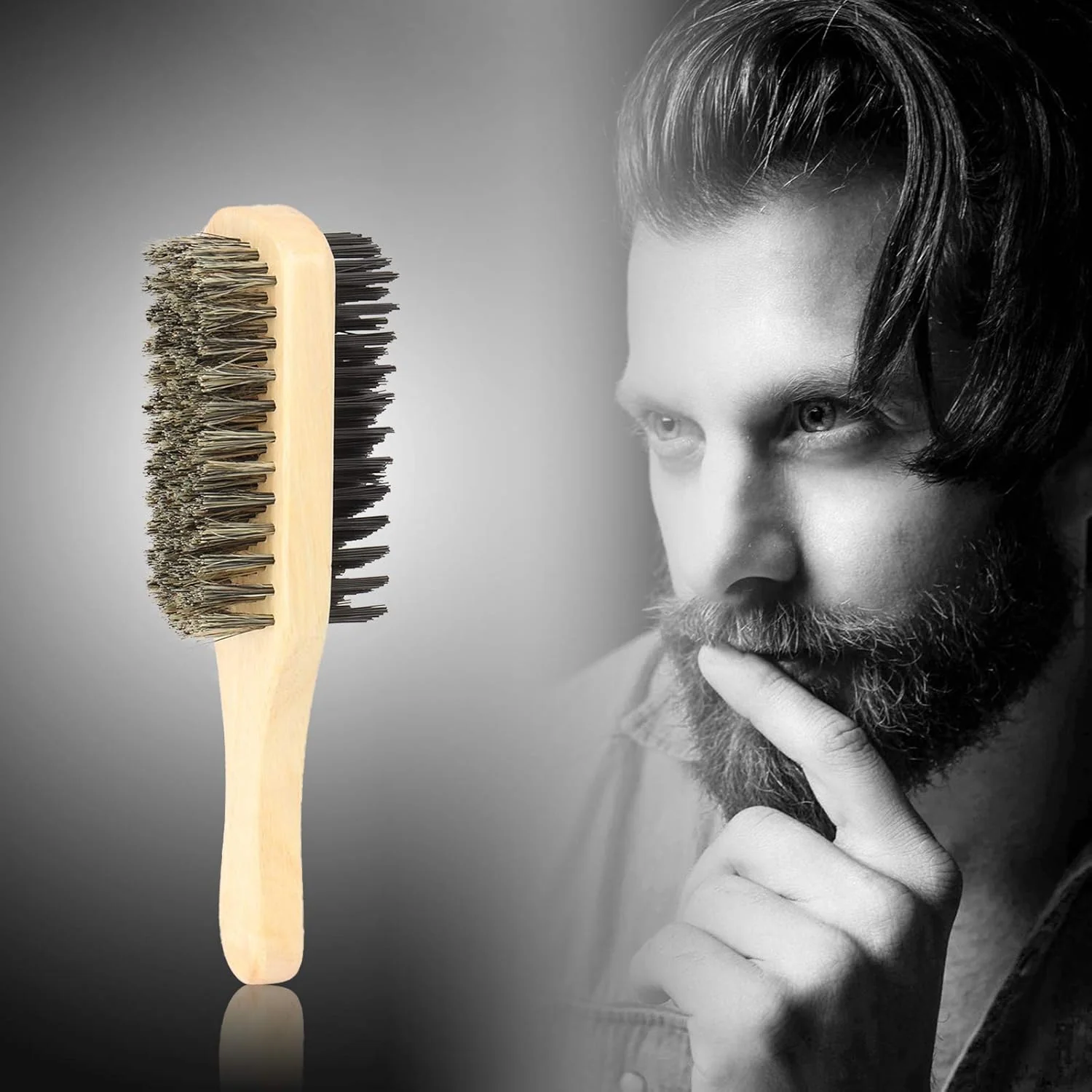 2 in 1 Dual Side Hair Bristle Beard Brush for Men Beard Comb (1 Pc) - Image 6